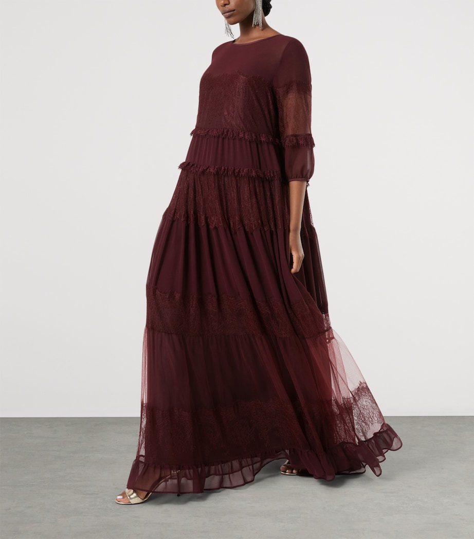 Marina Rinaldi Womens Lace-Detail Maxi Dress Red Purple Image 4