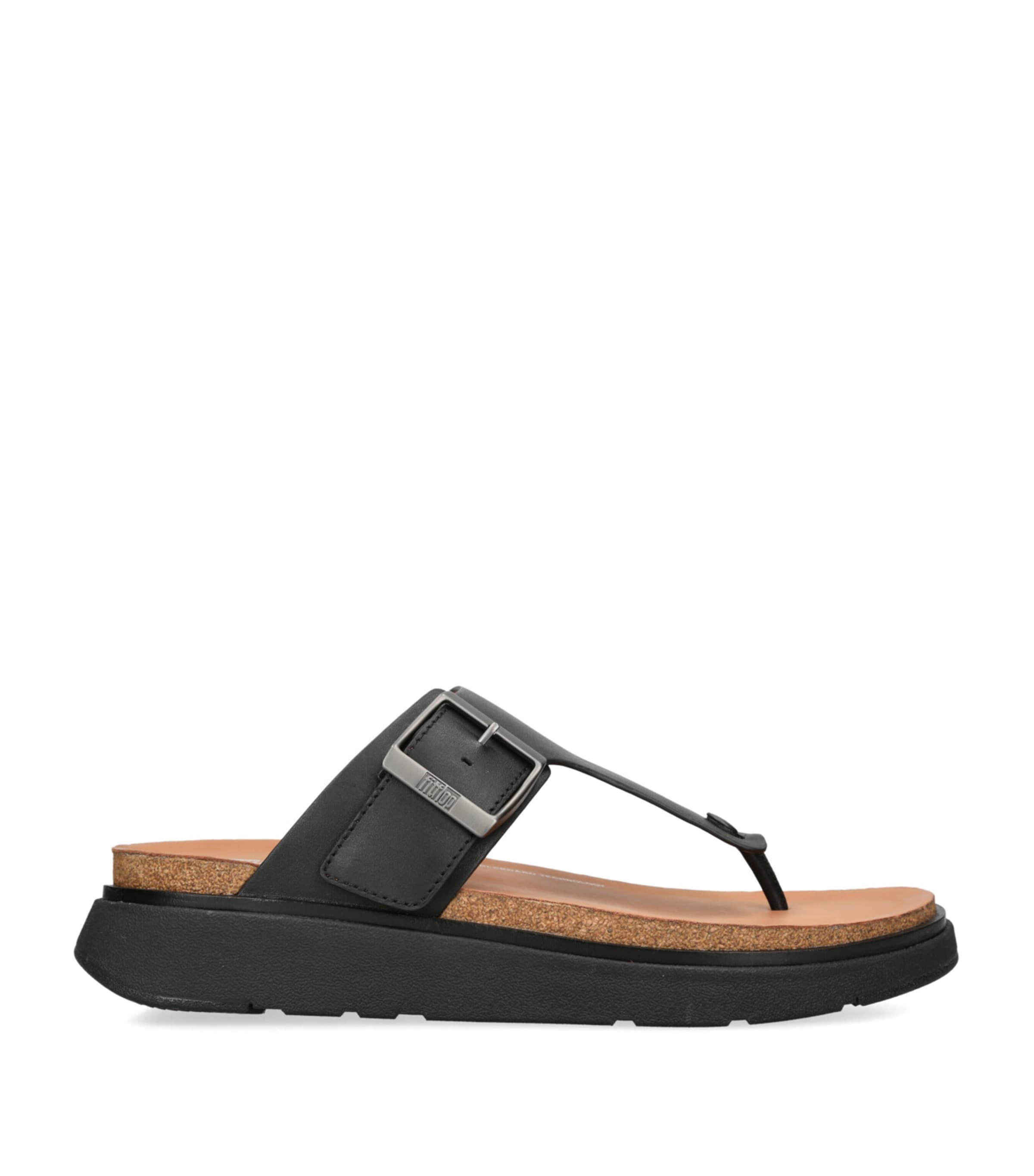 Fitflop Leather Gen-ff Toe-post Sandals In Black