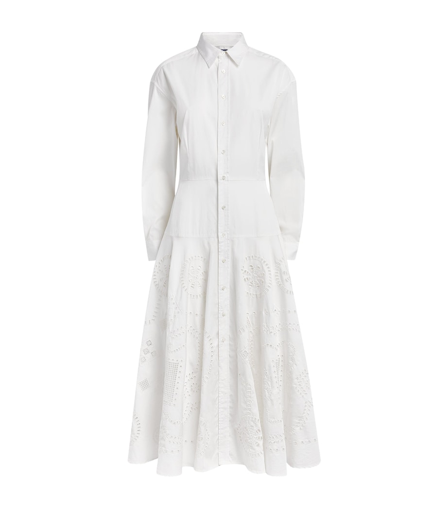 Polo Ralph Lauren Womens Cotton Embroidered Shirt Dress White Image 1
