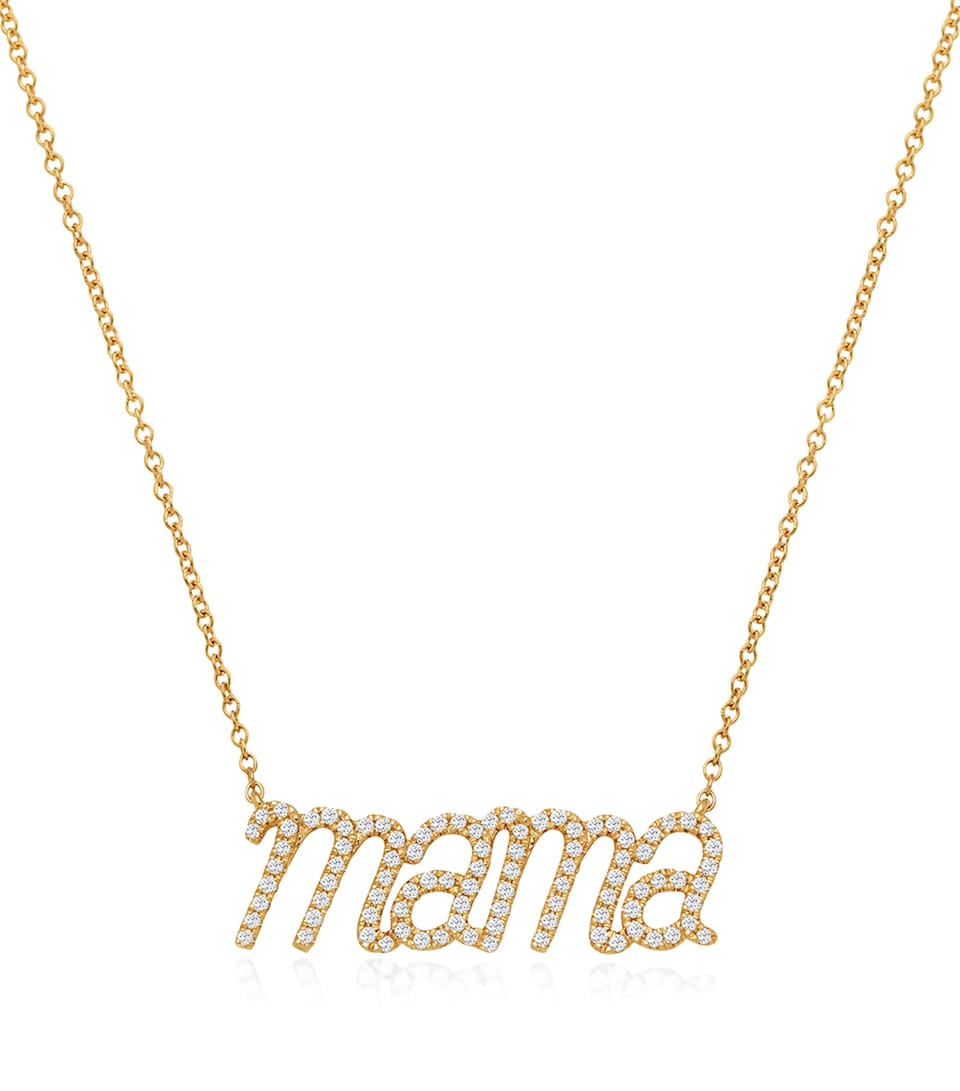 Yellow Gold And Diamond Mama Necklace