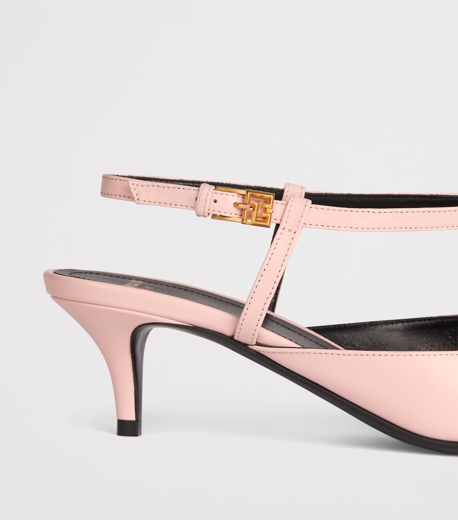 Balmain Calfskin Sync Slingback Heels 45 Rose Pale Image 5