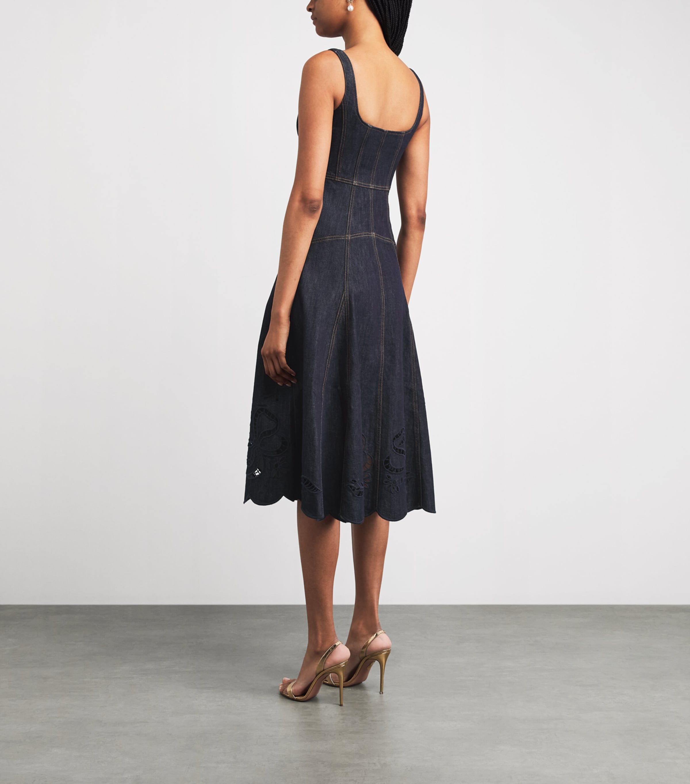 Self-Portrait Womens Broderie Anglaise Mini Dress Blue Image 4