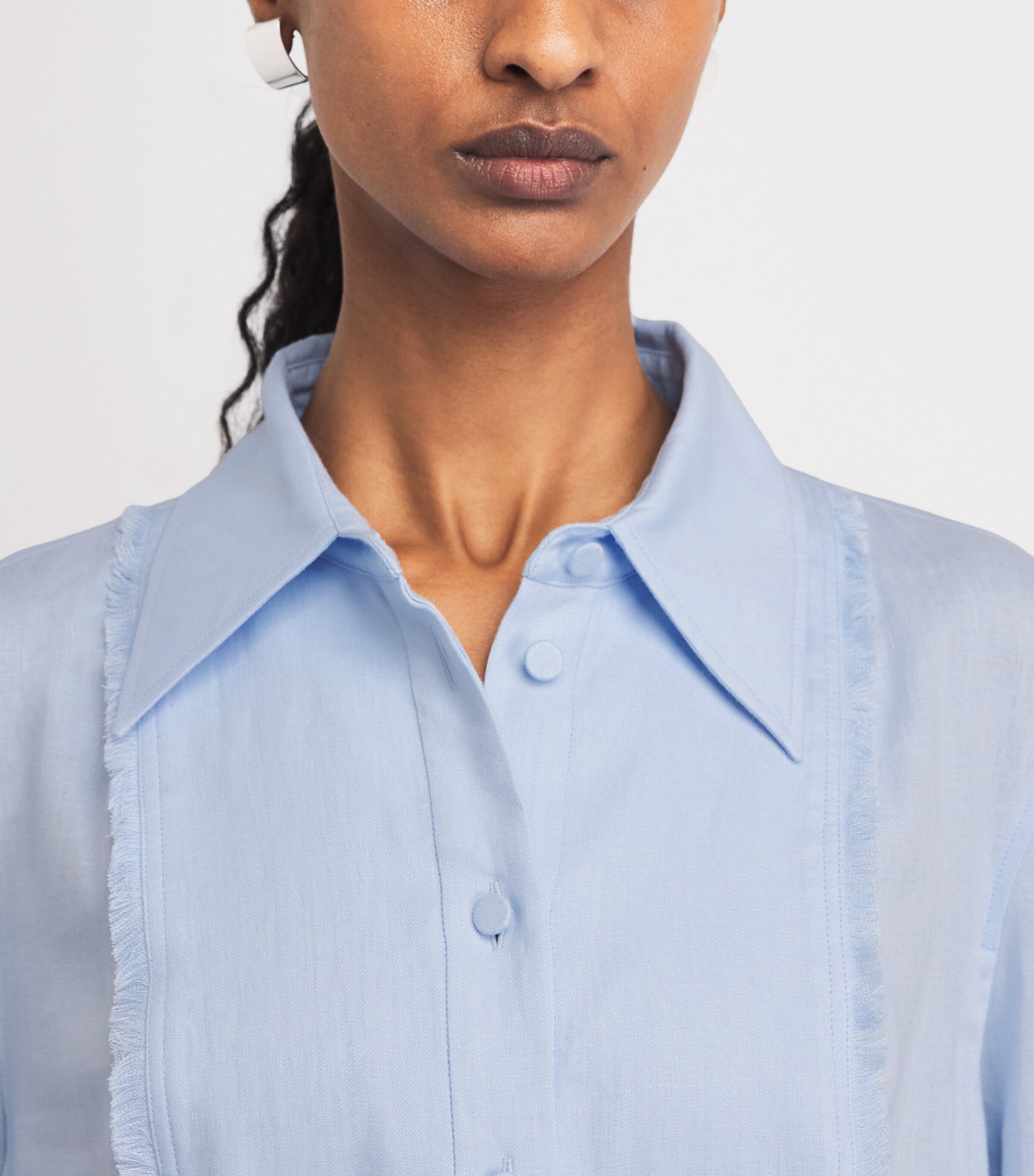 Agnona Womens Linen Maxi Shirt Dress Light Blue Cloud Image 3
