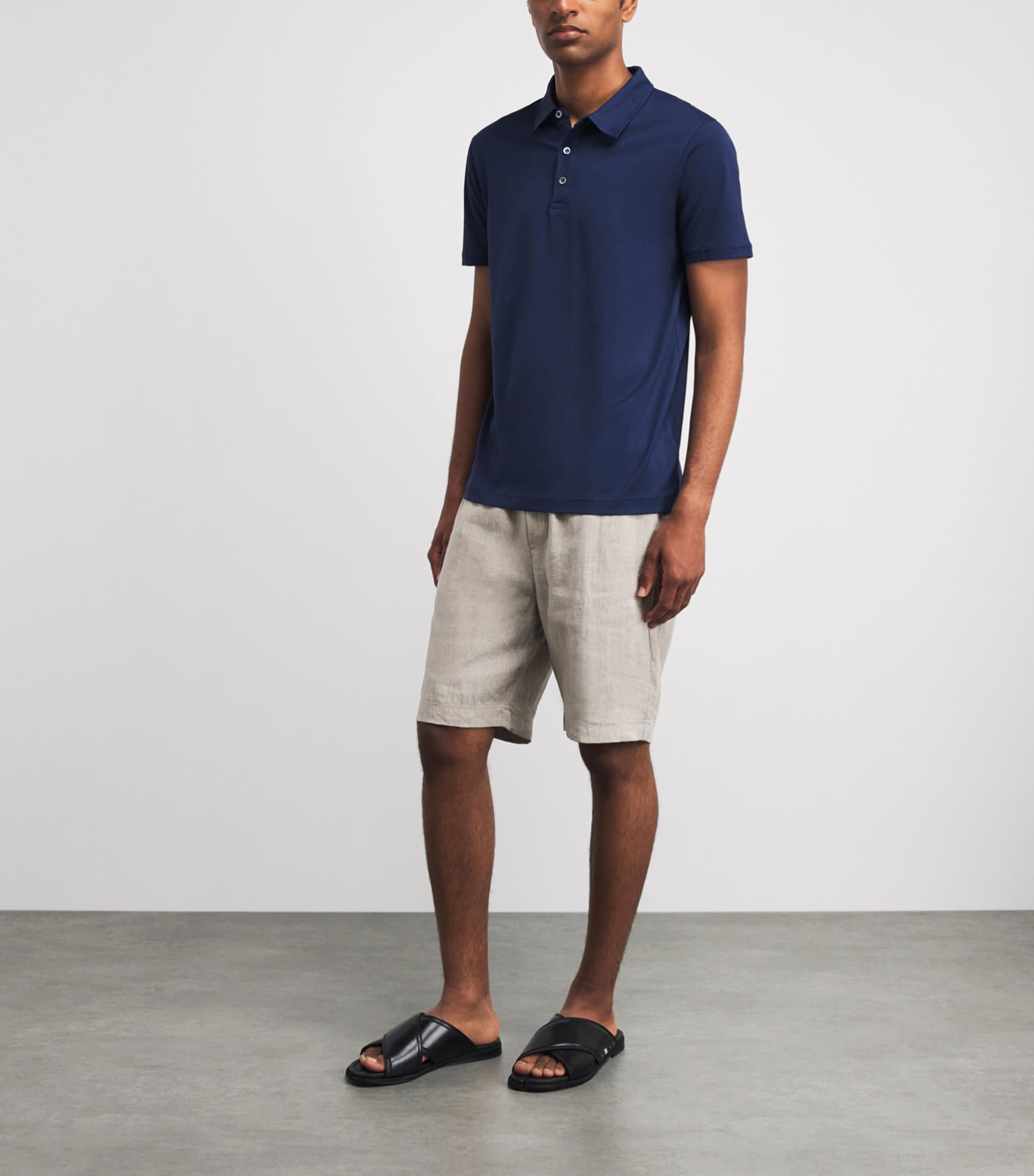 Sunspel Mens Supima Cotton Polo Shirt Buwx Ink Blue Image 2