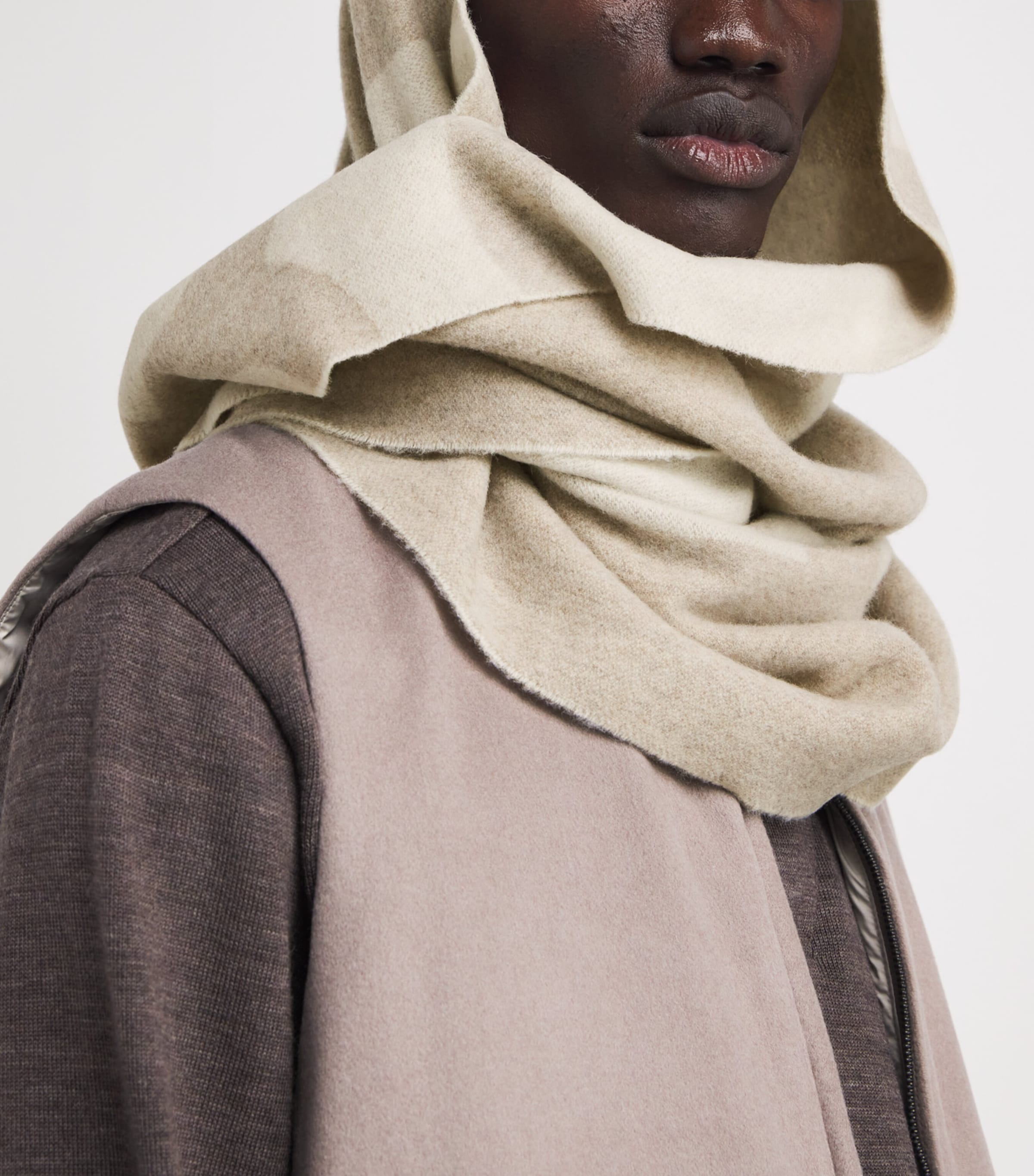 Wool Logo Scarf 812-MOON ROCK Image 3