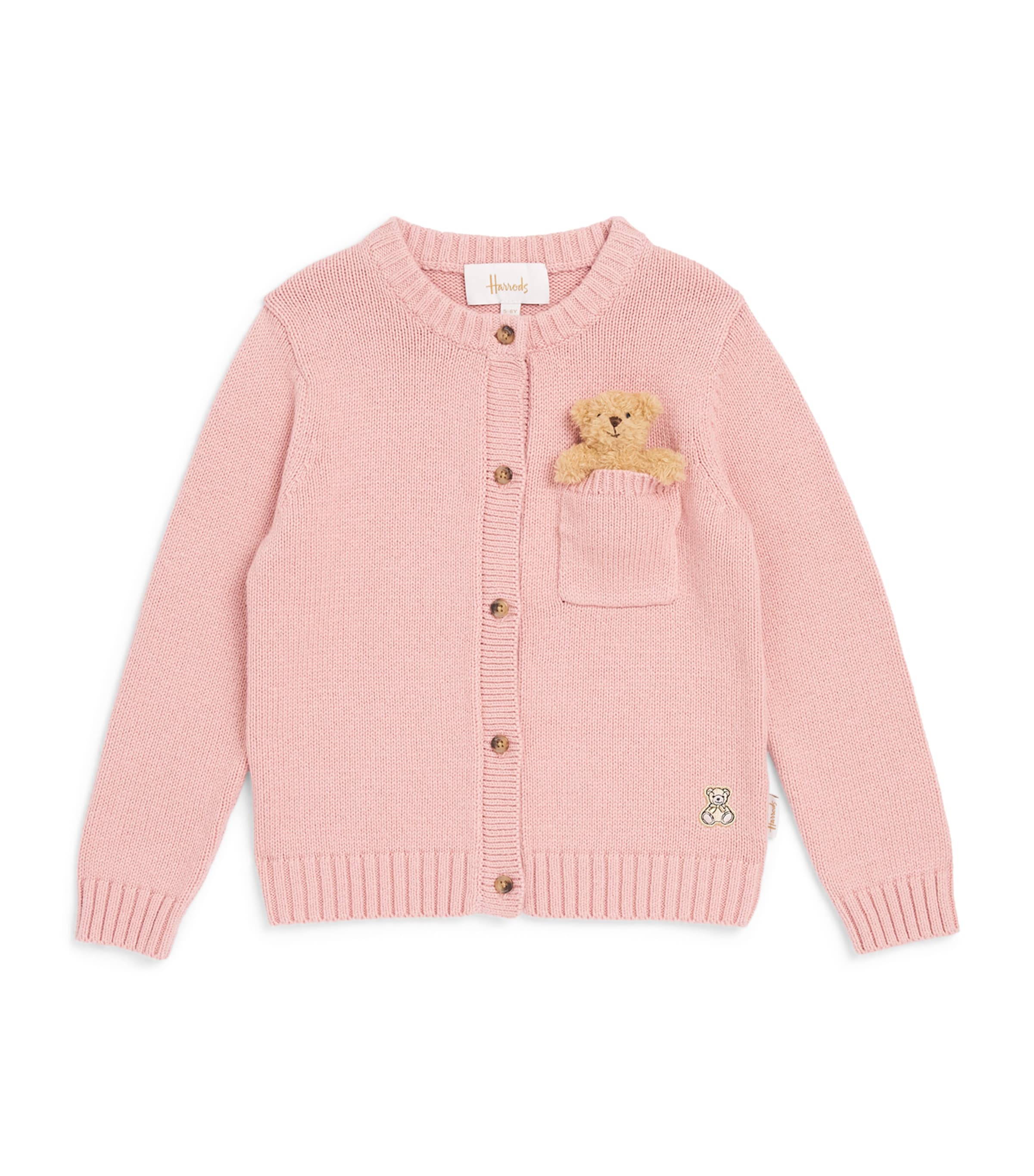 Harrods Bear Pocket Cardigan (2-8 Years) Pink Image 1