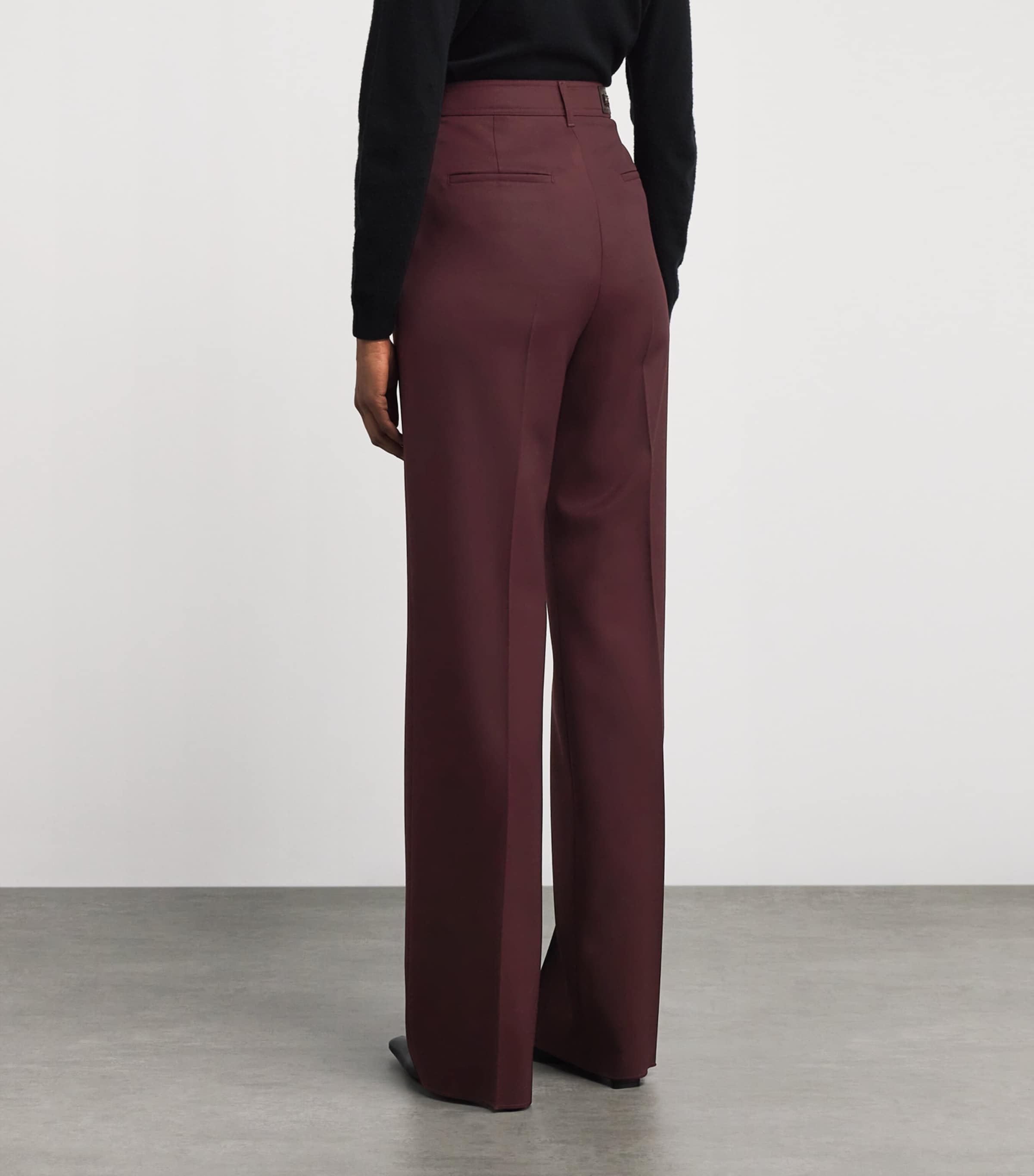 Virgin Wool Straight Trousers CHERRY Image 4