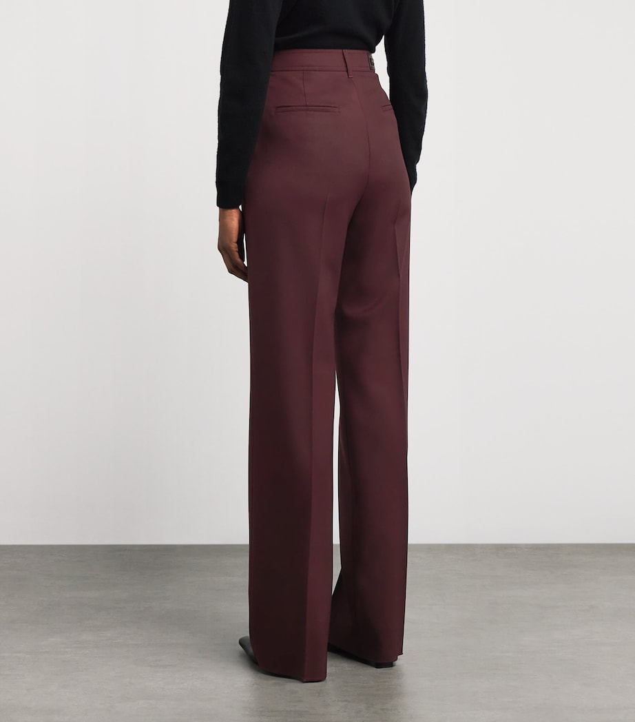 Virgin Wool Straight Trousers CHERRY Image 4