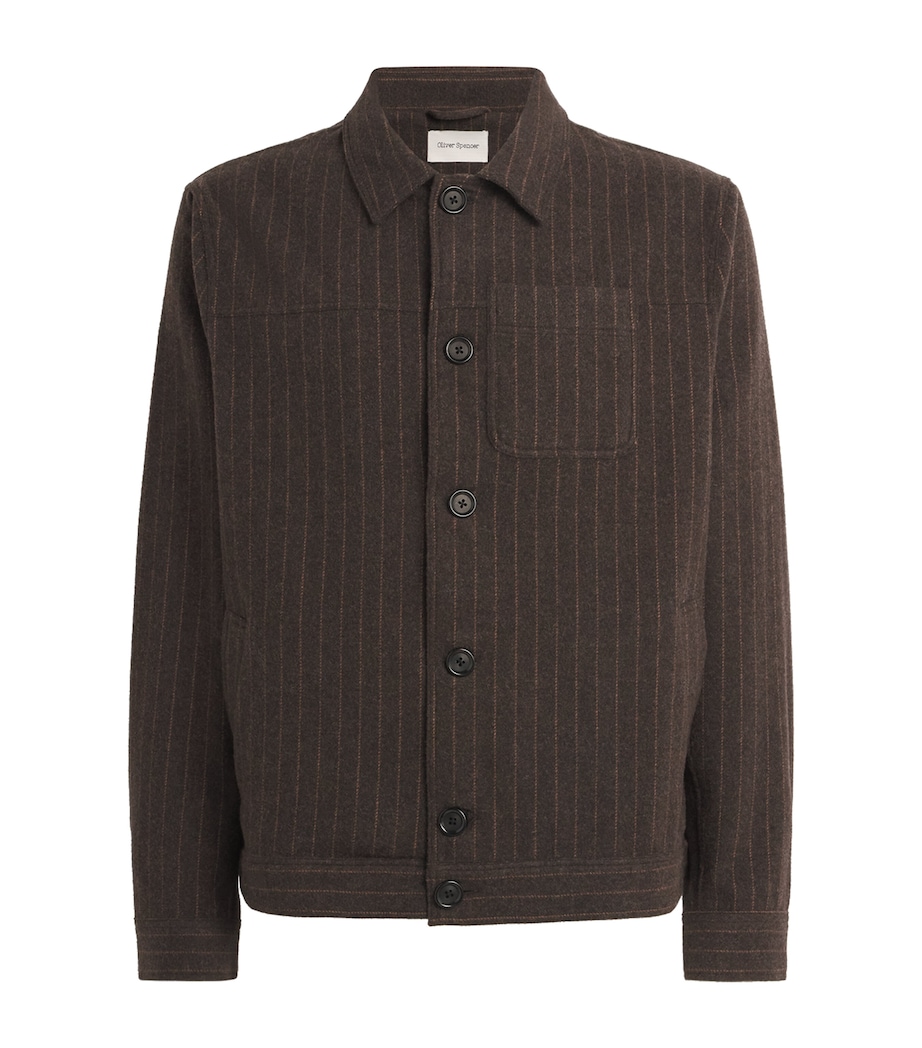 Wool-Blend Stripe Overshirt BROWN Image 1