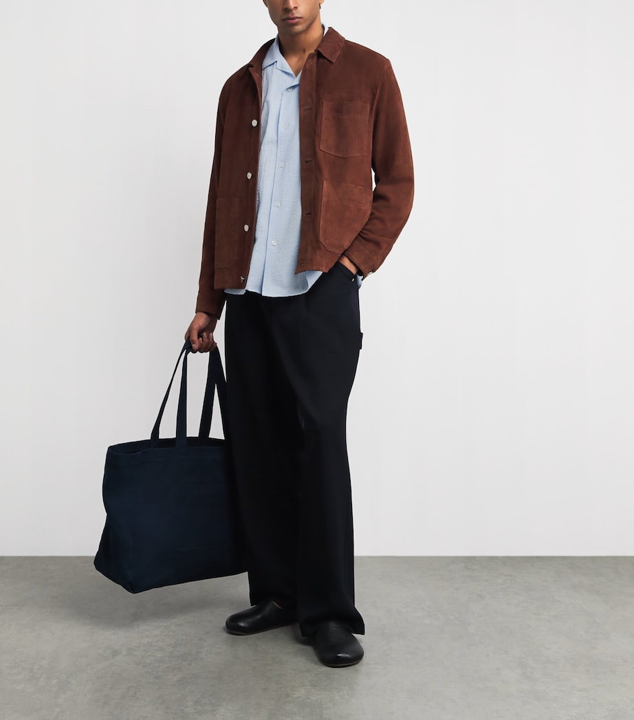 Corneliani Mens Seersucker Stripe Shirt Sky Blue Image 2