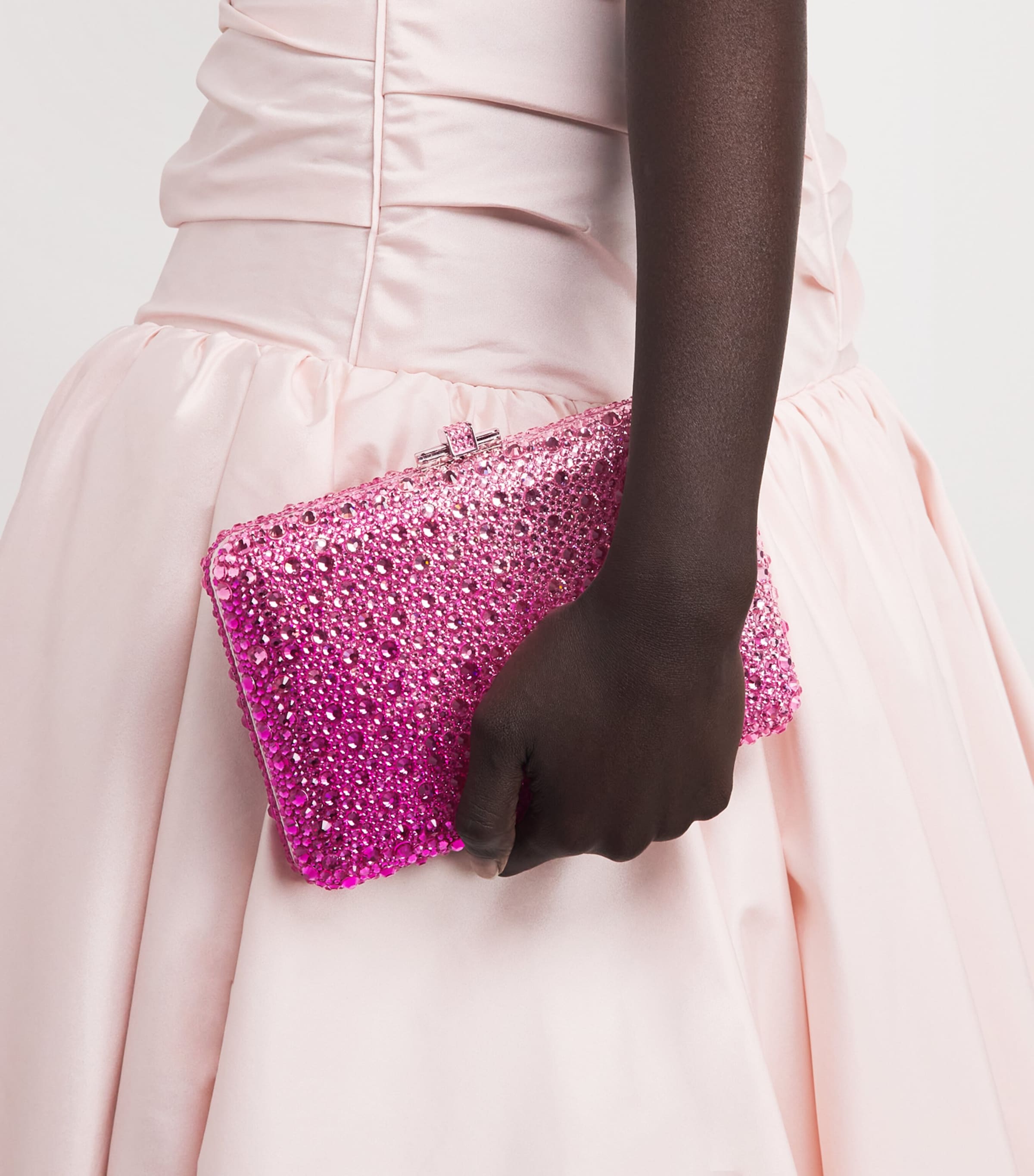 Judith Leiber Slim Slide Gradient Caviar Clutch Bag Silver Fuchsia Multi Image 2