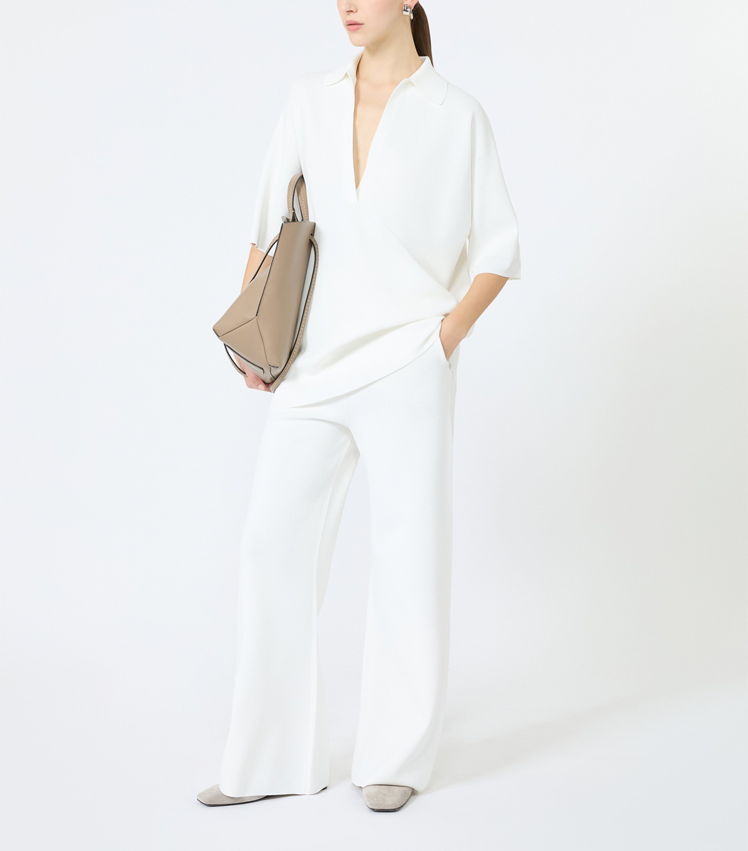 Max Mara Womens Wide-Leg High-Waist Trousers White Image 2