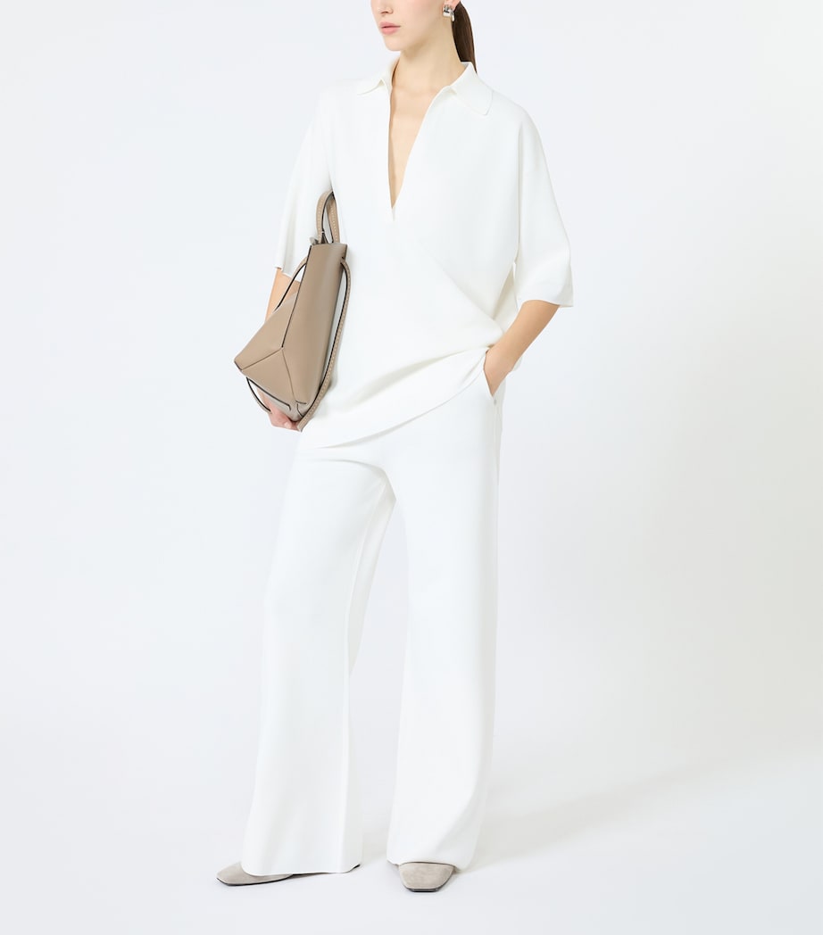 Max Mara Womens Wide-Leg High-Waist Trousers White Image 2