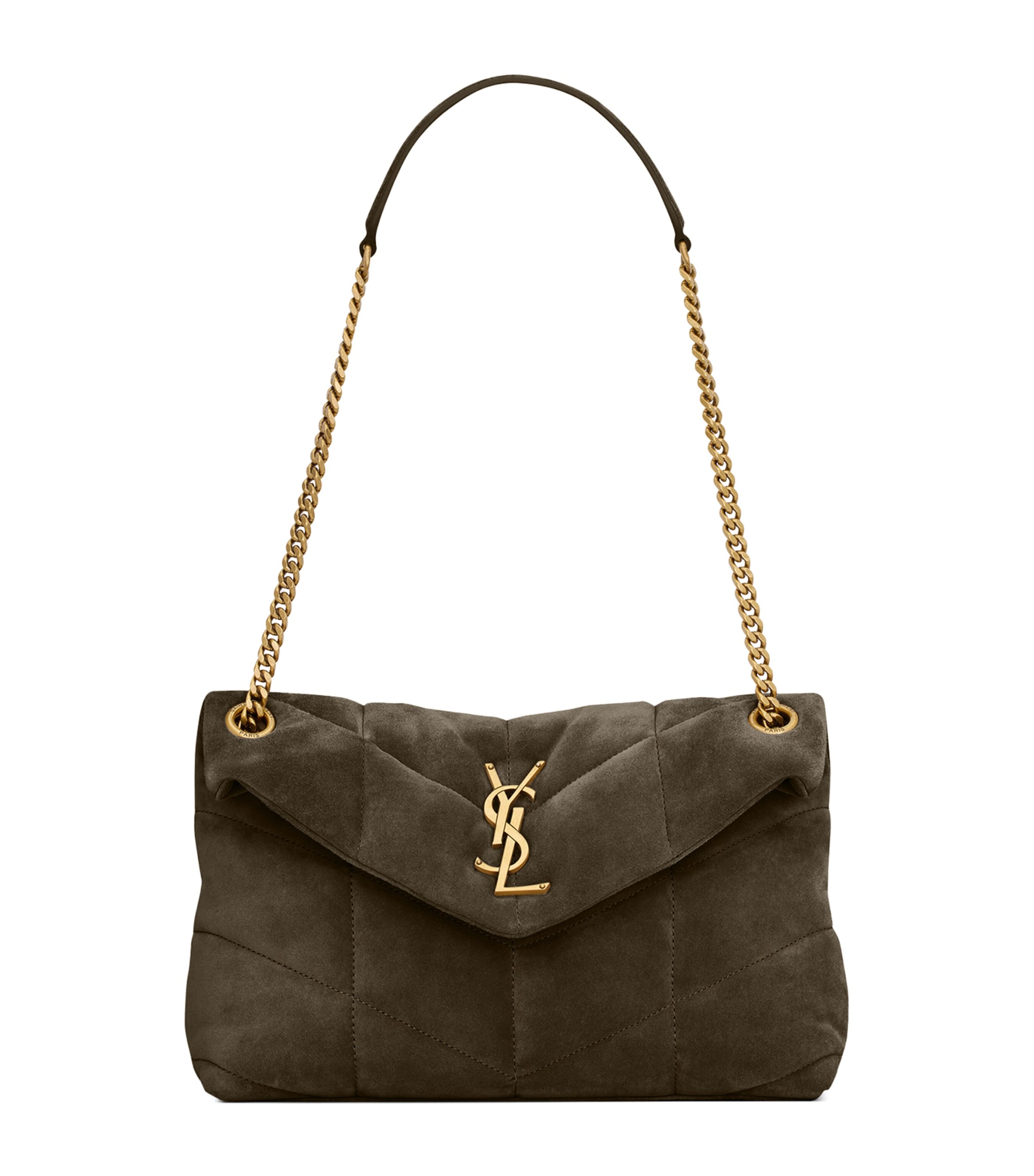 Saint Laurent Small Puffer Shoulder Bag In Green