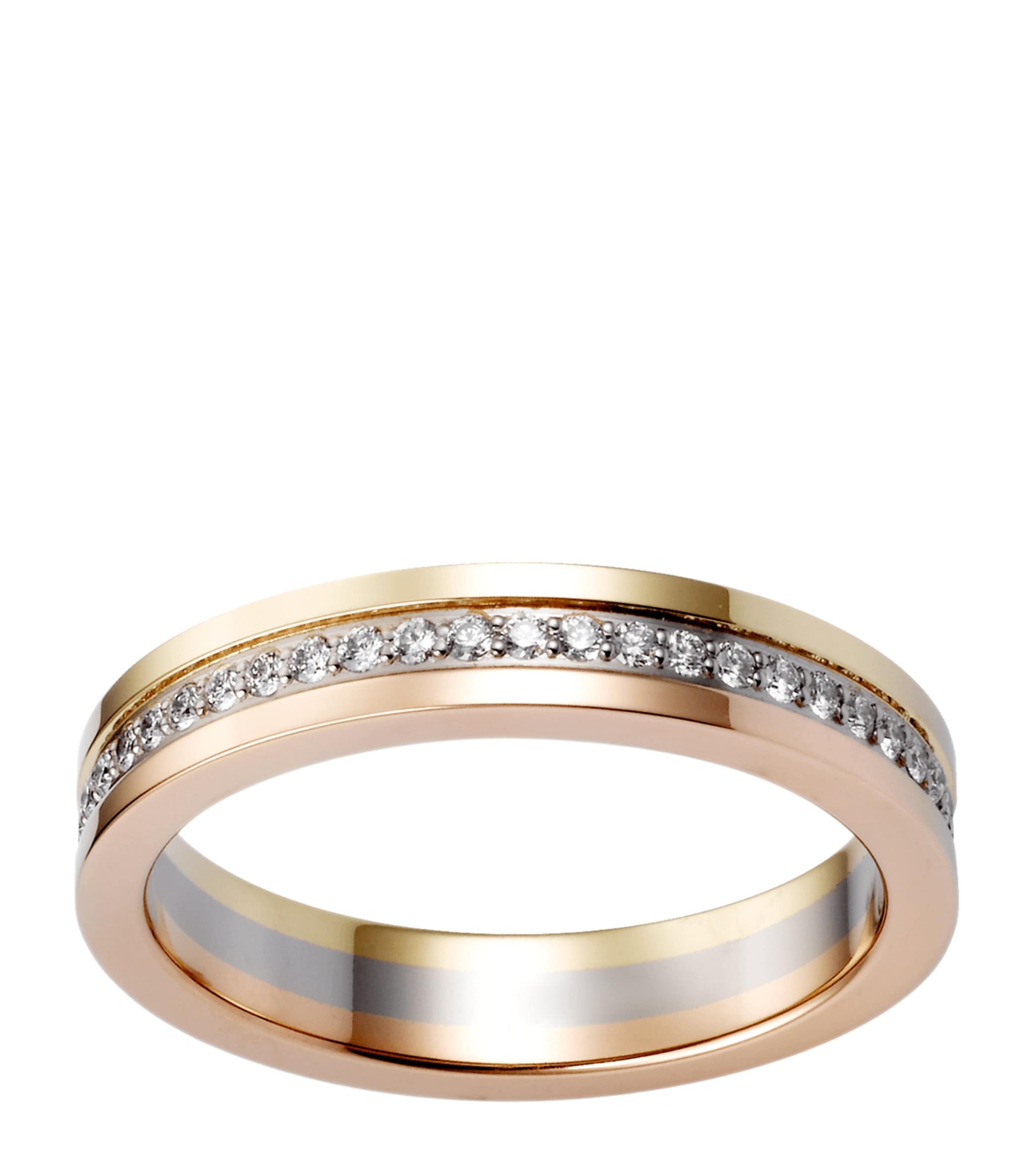 Rose, White, Yellow Gold and Diamond Vendôme Louis Cartier Wedding Band MULTI GOLD Image 1