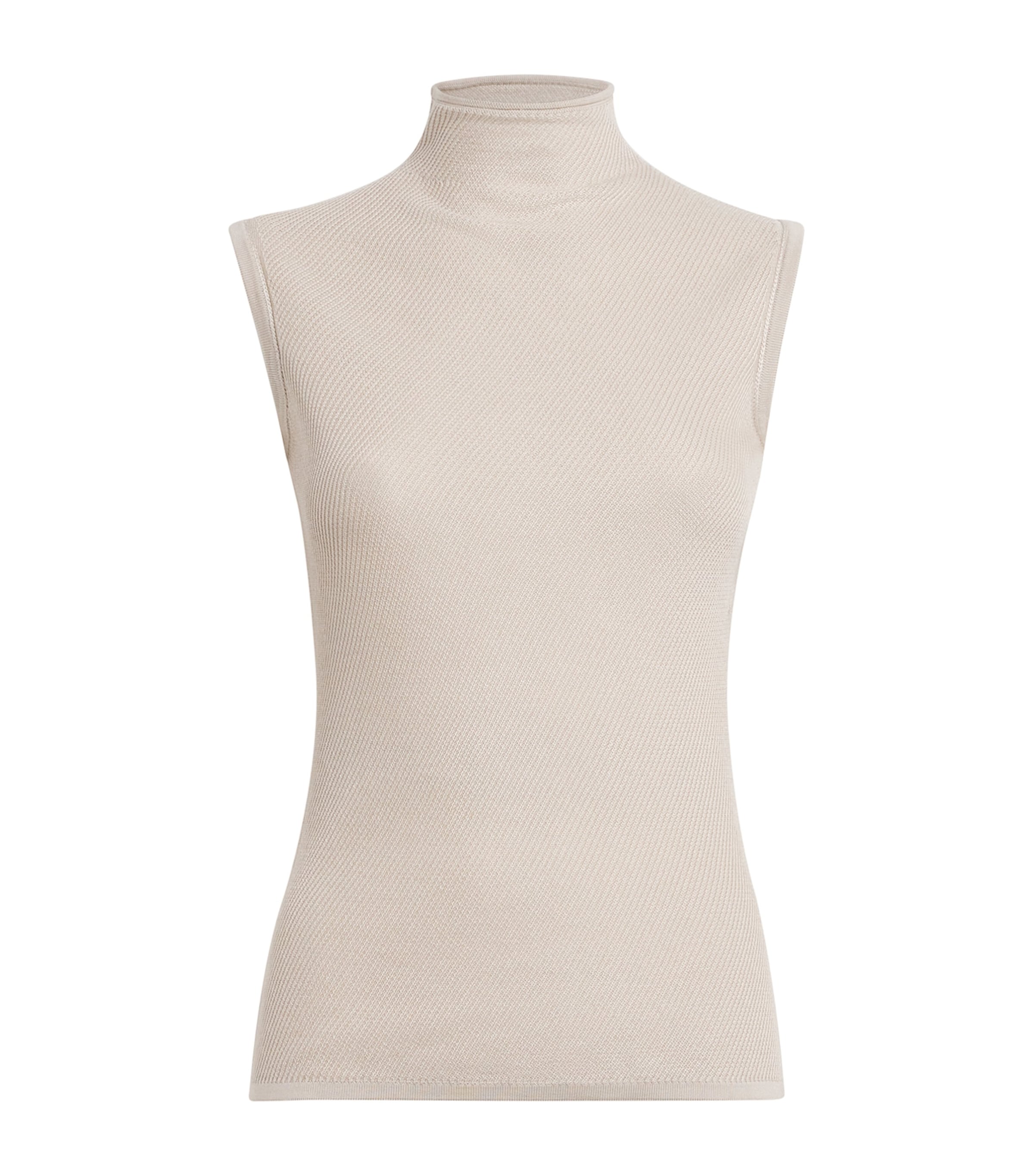 Colombo Womens Silk High-Neck Top Sand Image 1