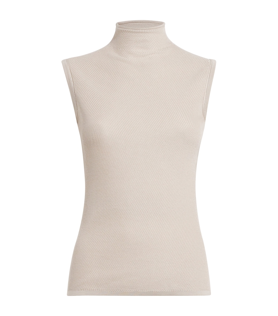 Colombo Womens Silk High-Neck Top Sand Image 1
