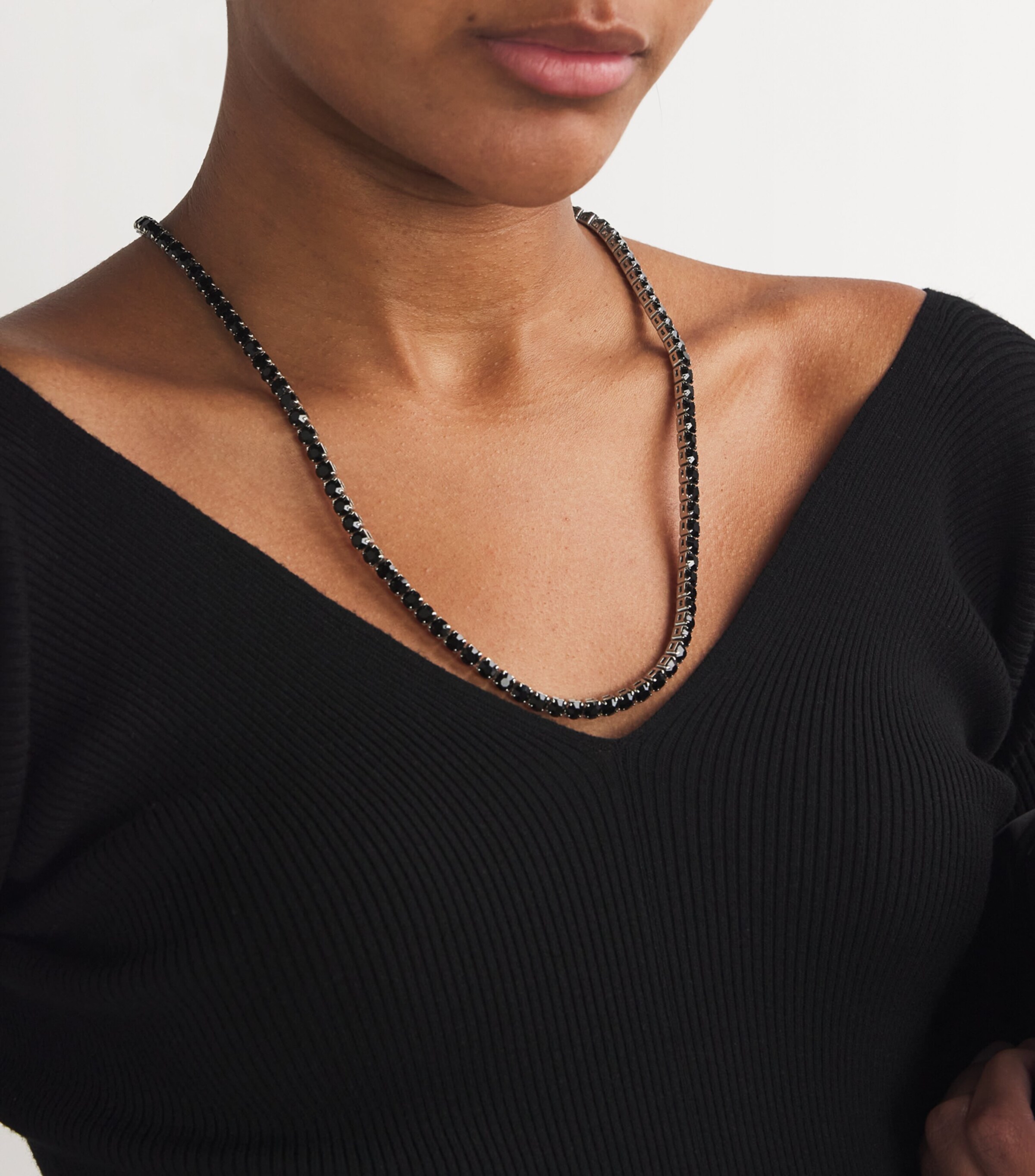 Weekend Max Mara Diamanté Tennis Choker Necklace Black Image 2
