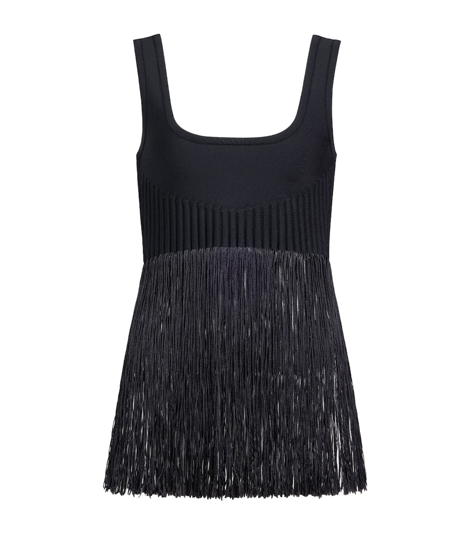Alaïa Womens Fringed Tank Top Black Image 1