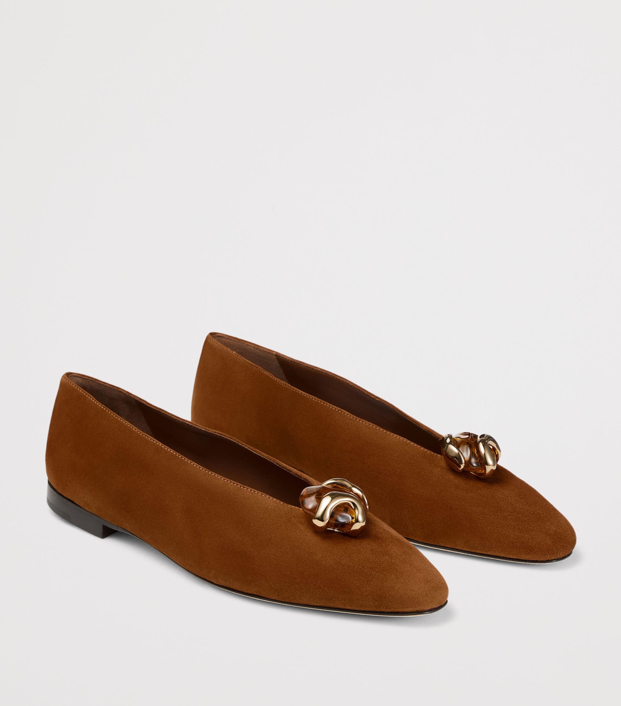 Jimmy Choo Womens Margot Suede Ballet Flats Tan/amber Image 2