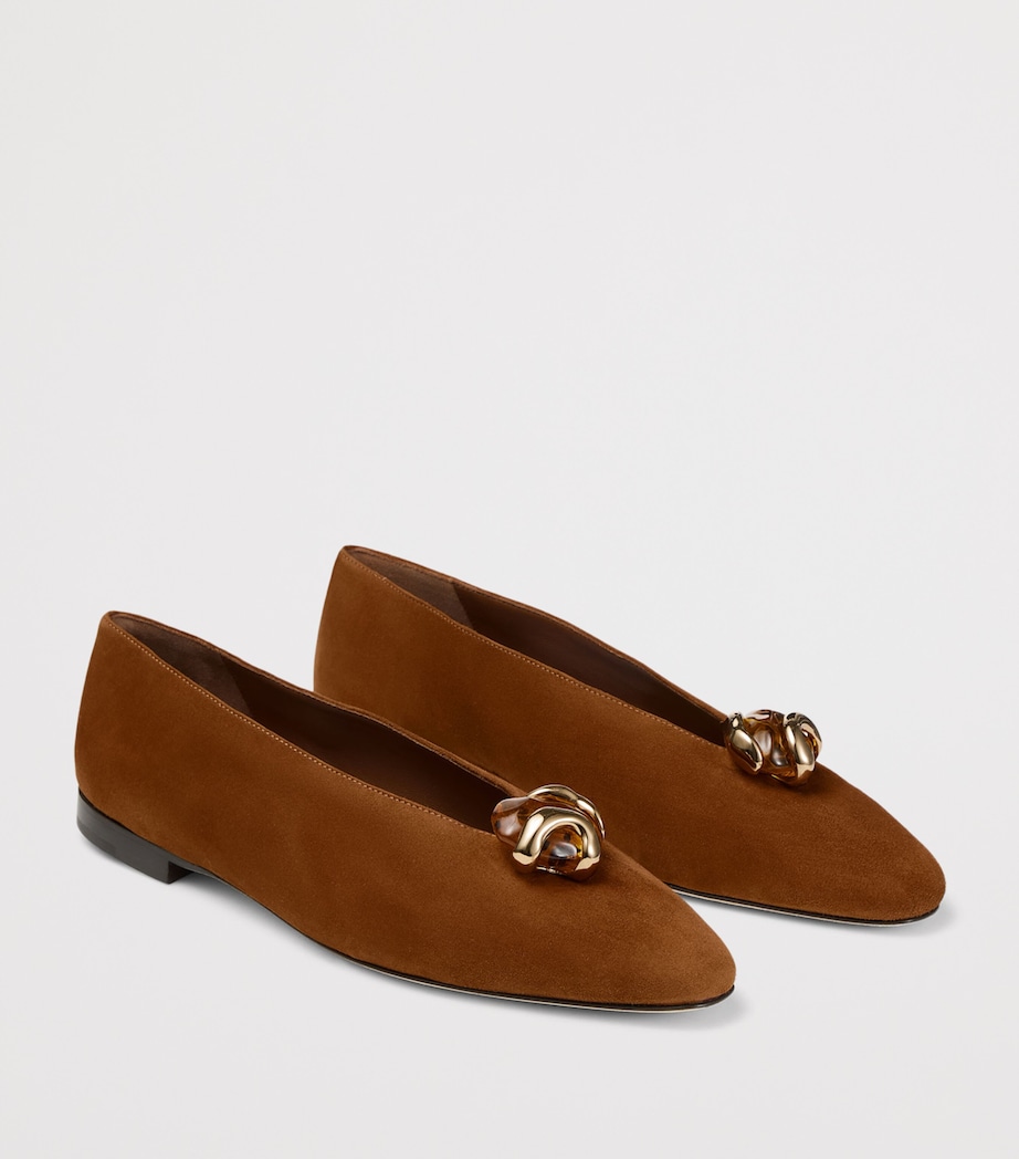 Jimmy Choo Womens Margot Suede Ballet Flats Tan/amber Image 2
