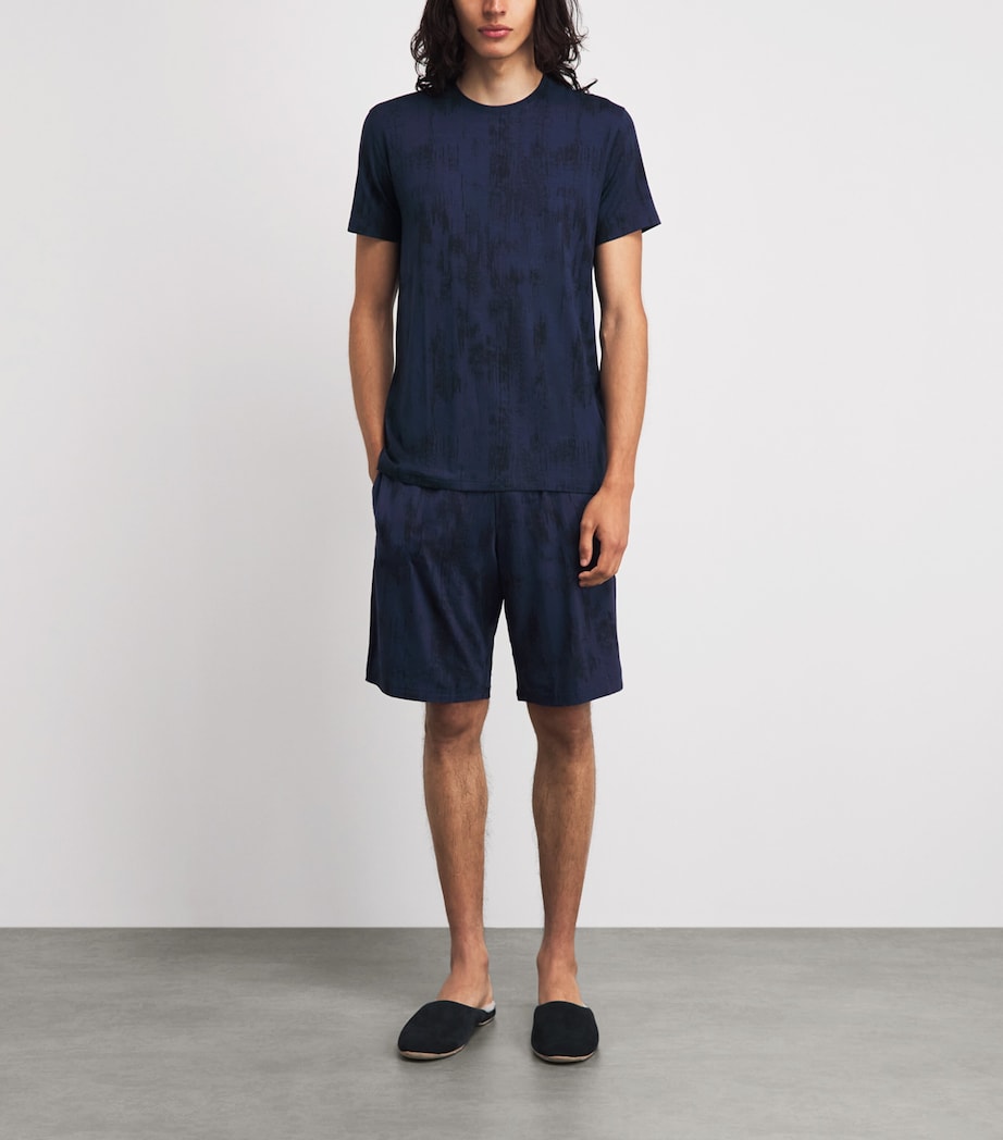 Derek Rose Mens Printed London Lounge Shorts Nav Image 2