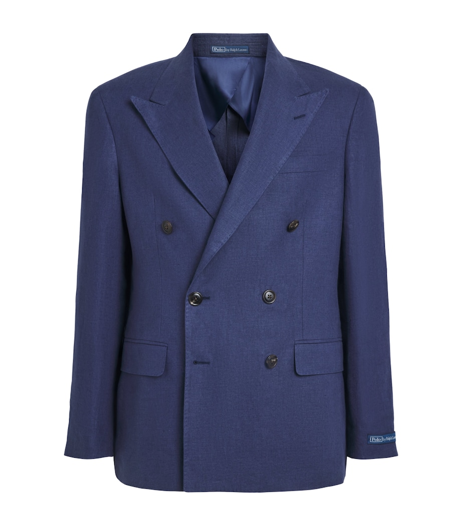 Polo Ralph Lauren Mens Linen Double-Breasted Blazer Classic Blue Image 1