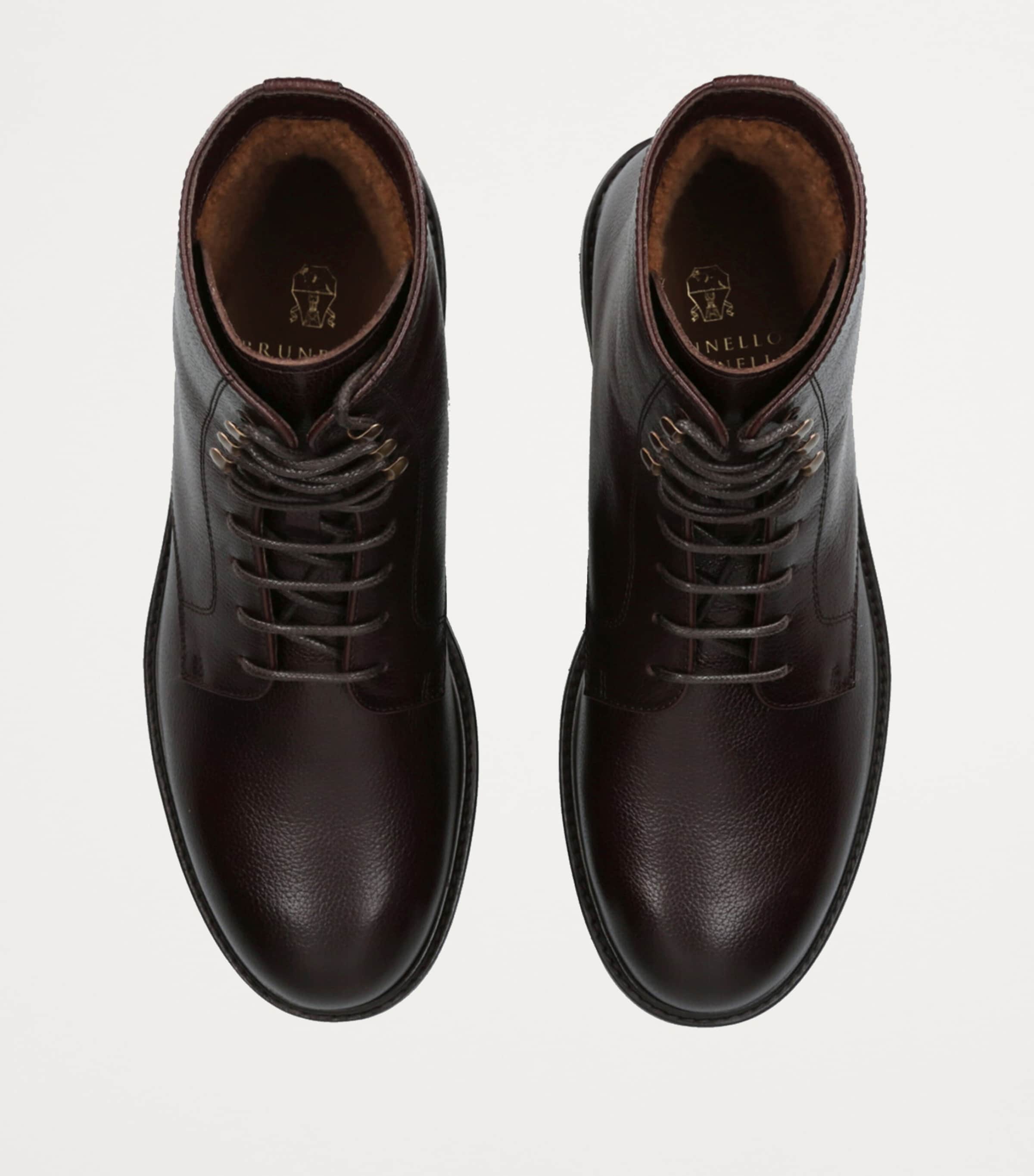 Leather Shearling-Lined Boots BROWN Image 4