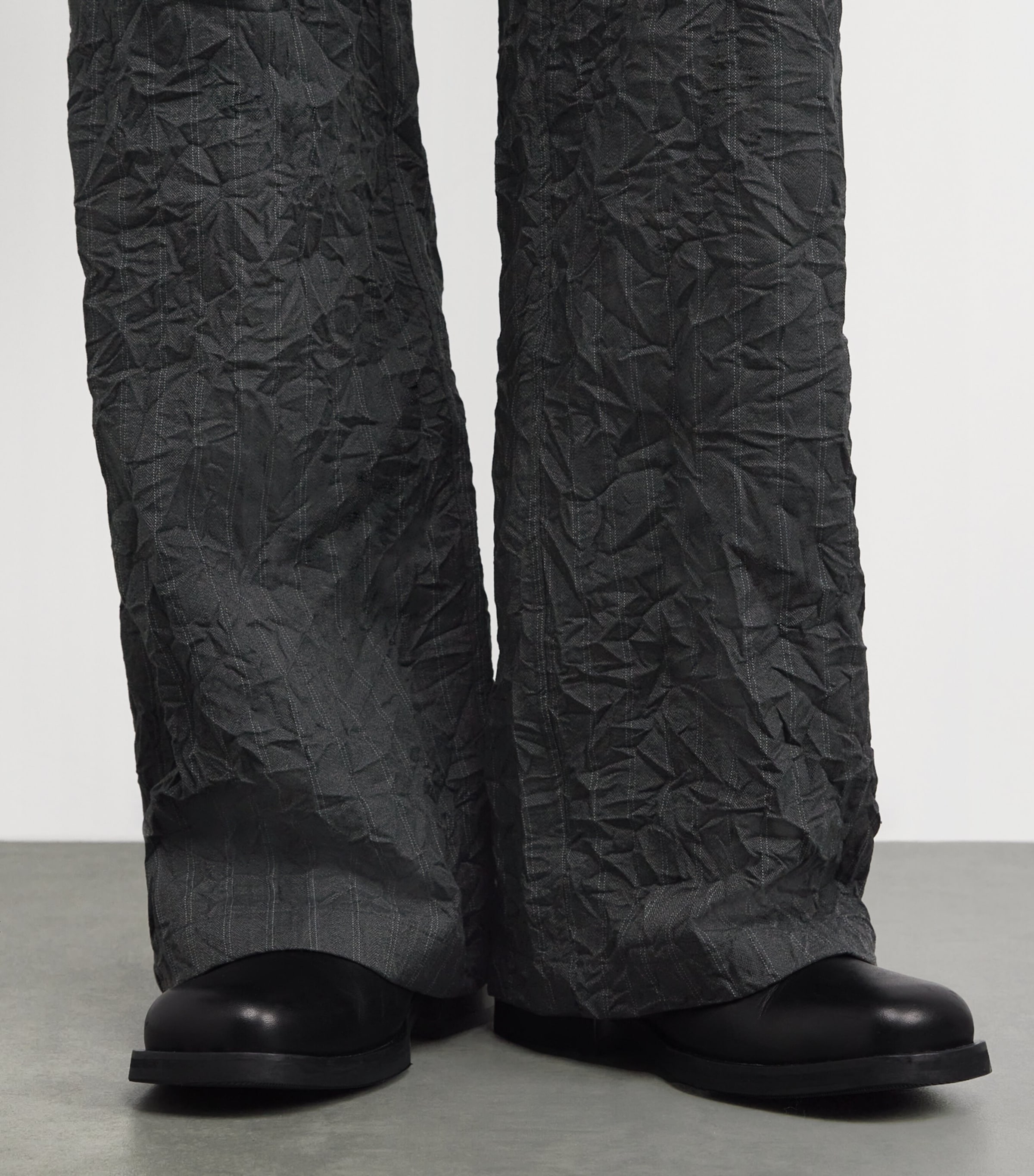 Crinkle-Effect Franco Trousers CHARCOAL STRIPE Image 6