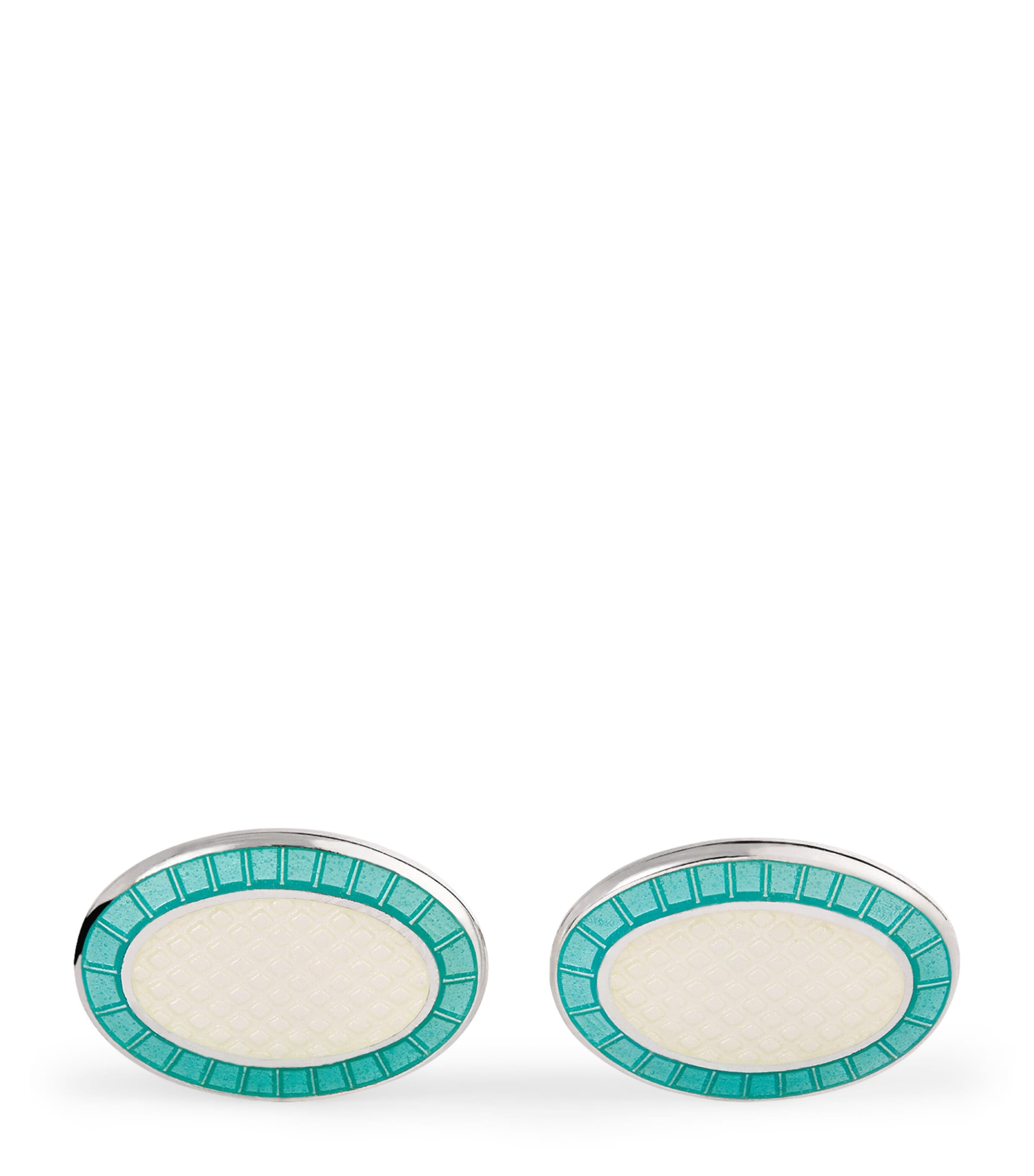 Deakin & Francis Sterling Silver Enamel Cufflinks In Blue