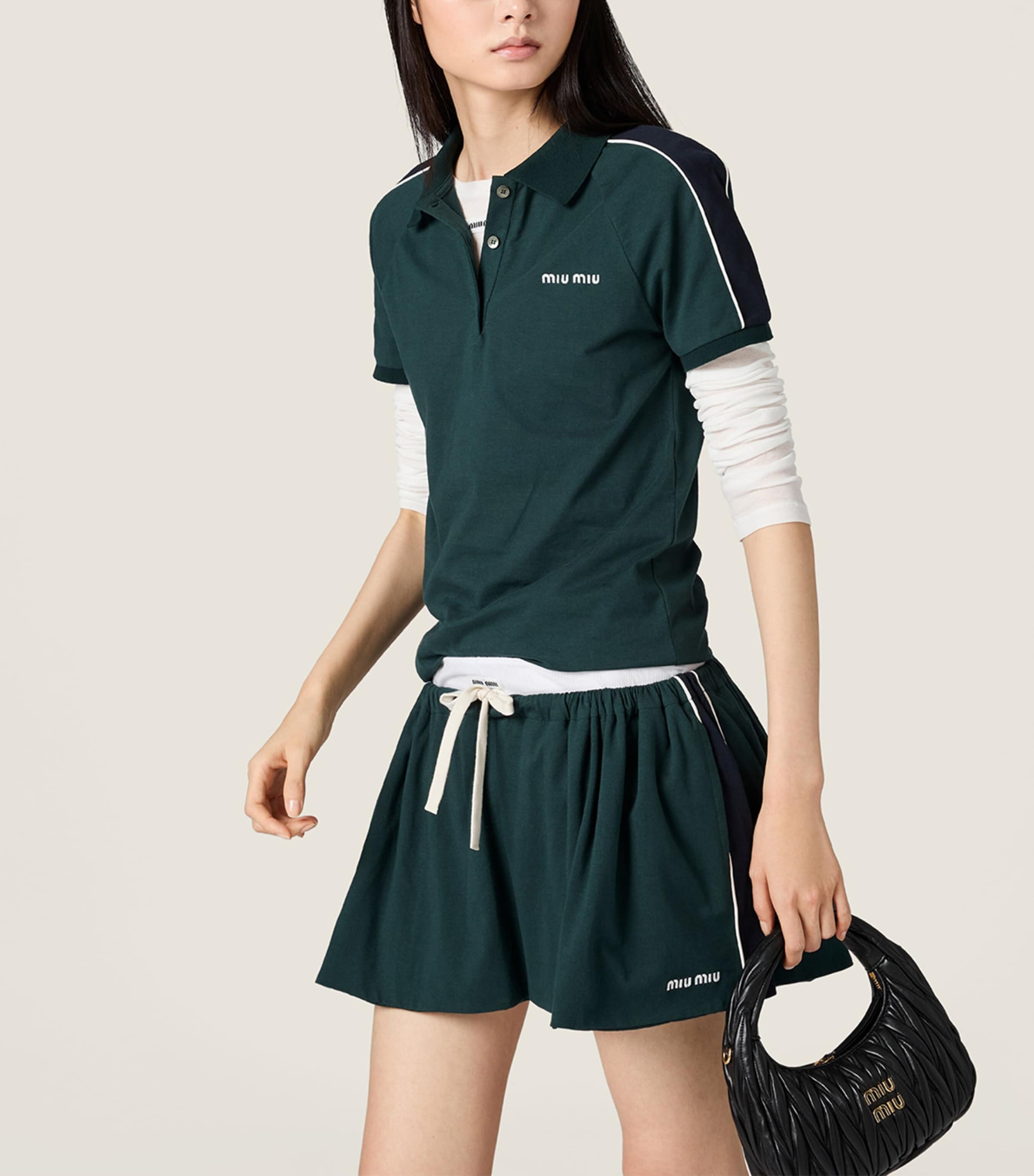 Miu Miu Womens Cotton Jersey Polo Shirt Image 2