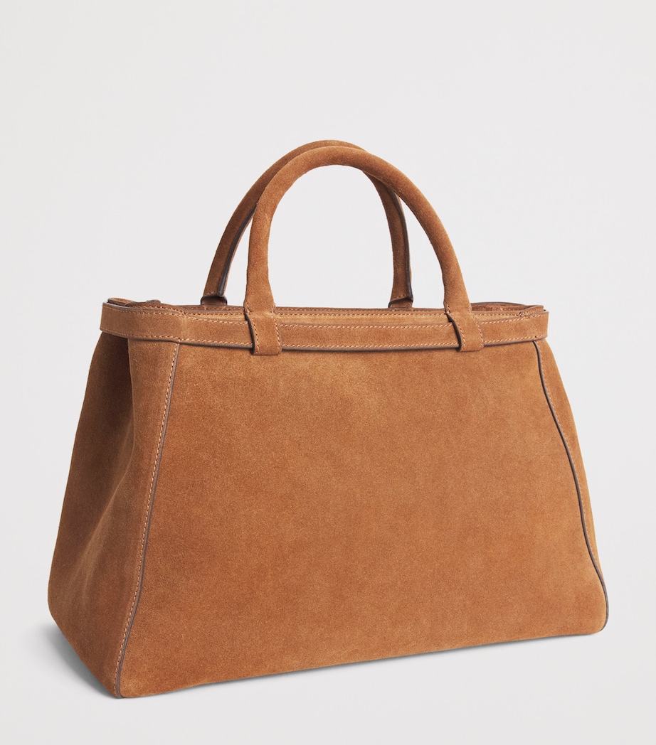 Harrods Medium Suede Grace Top-Handle Bag Tan Image 3