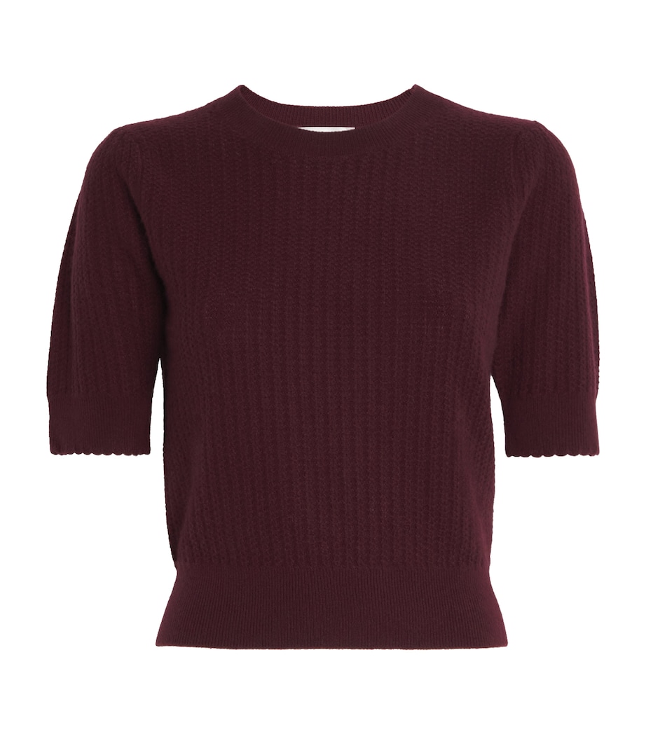 Cashmere Pointelle The Chain Short-Sleeve Sweater CABERNET Image 1