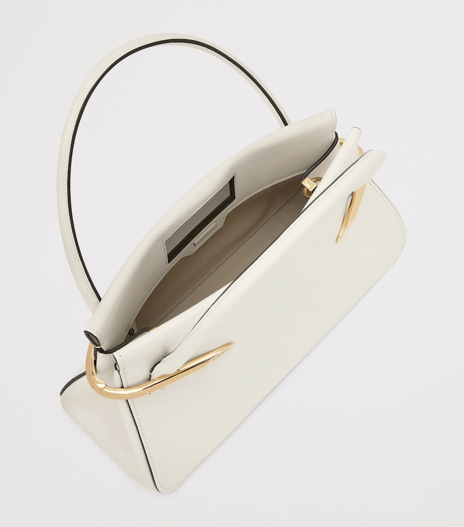 Medium Leather Pinch Top-Handle Bag IVORY Image 5