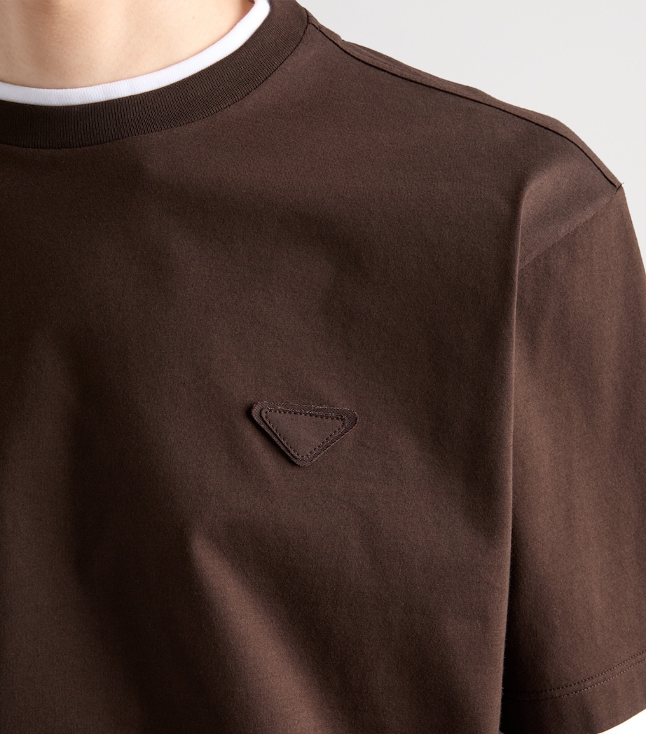 Prada Mens Double-Layer Logo T-Shirt Image 6