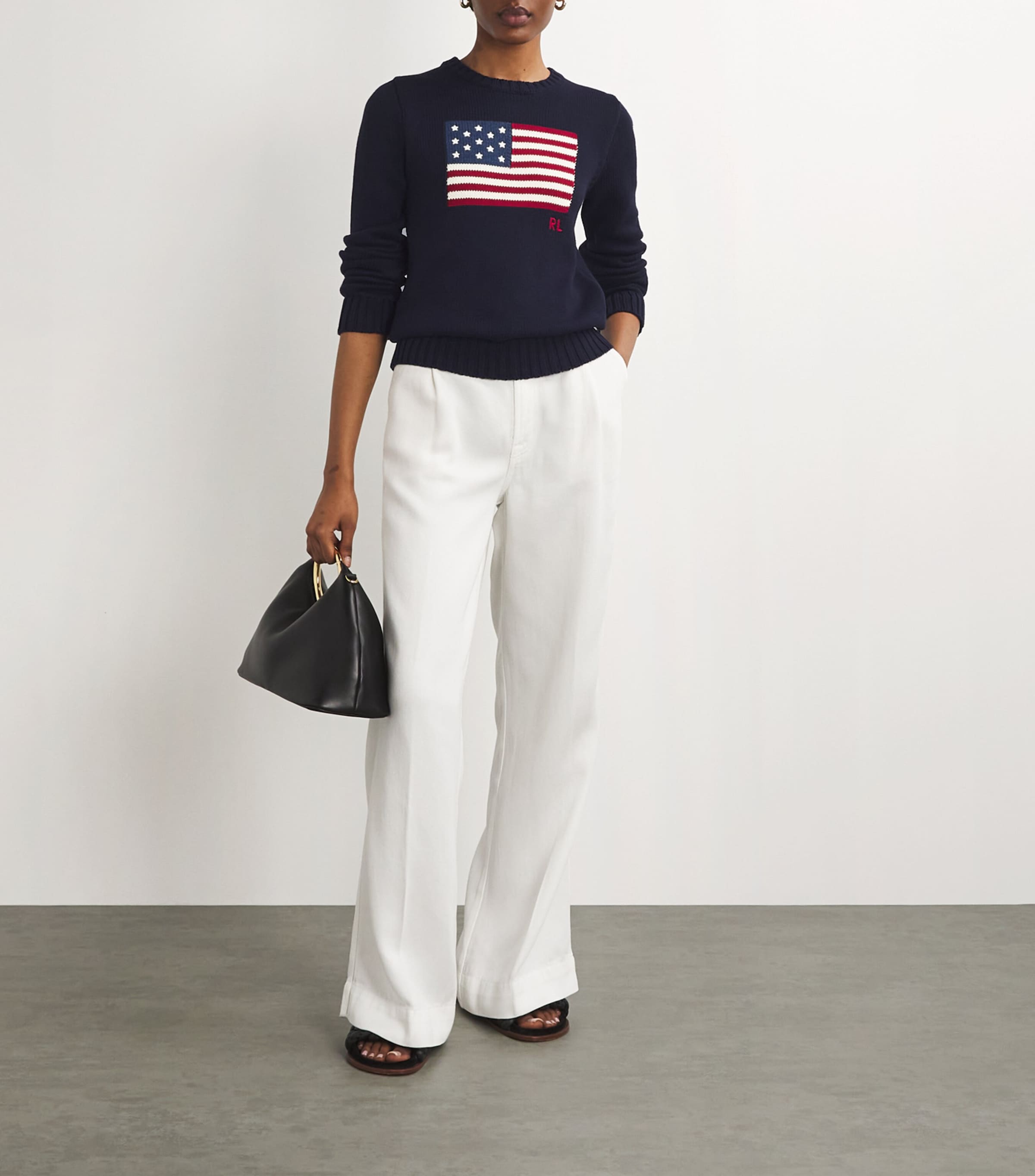 Cotton American Flag Sweater NAVY Image 2