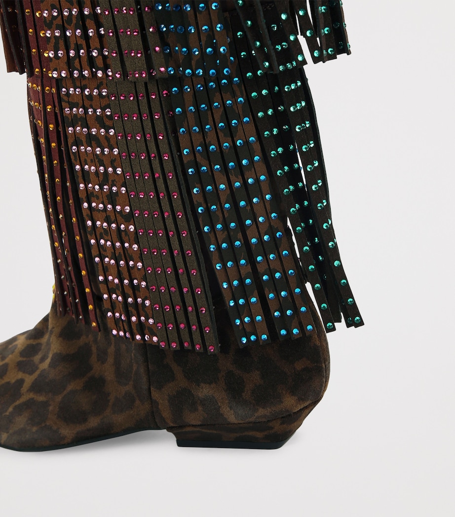Suede Fringed Knee-High Boots 20 DK.BRN COM Image 3