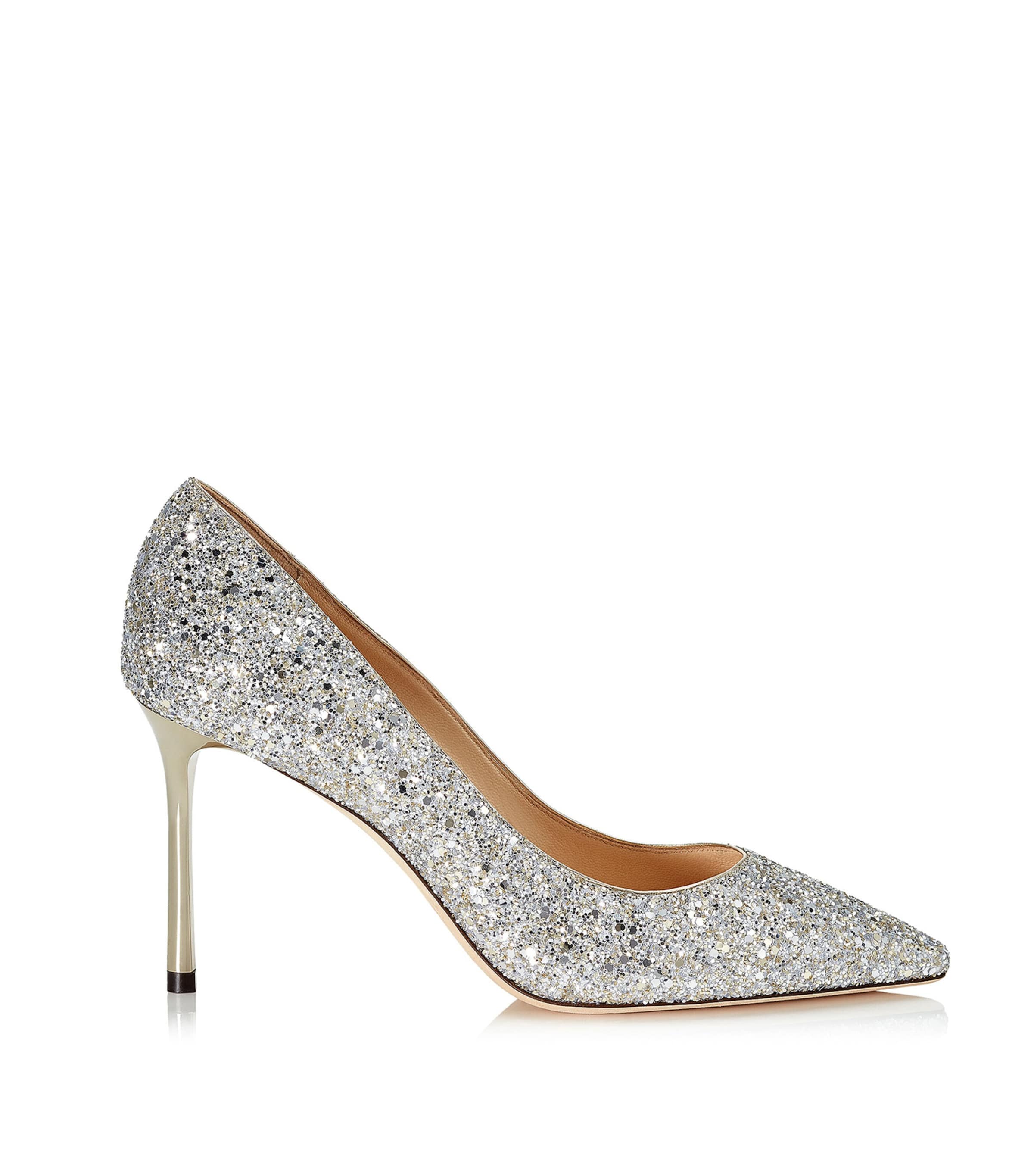 Jimmy Choo Romy 85 Glittered Pumps