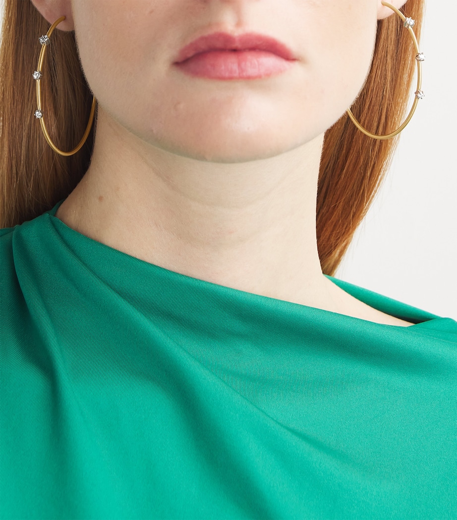 Large Yellow Gold and Diamond Penelope Plié Hoop Earrings YELLOW GOLD Image 2