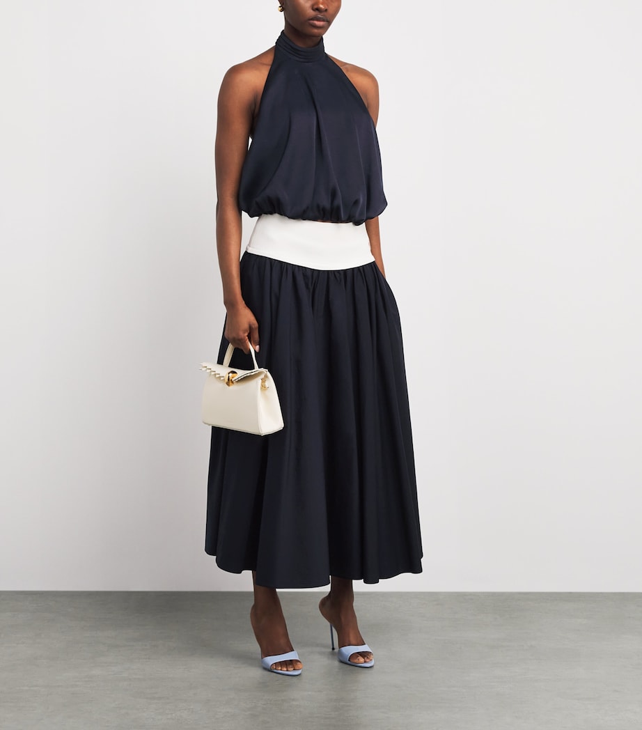 Claudie Pierlot Womens Satin Open-Back Blouse Navy Image 2