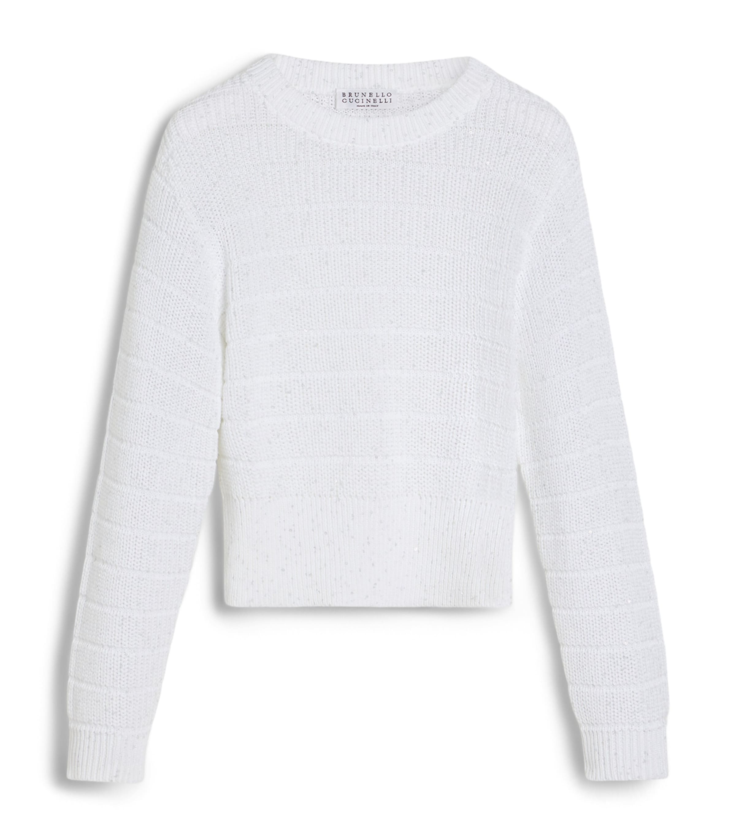 Brunello Cucinelli Kids Womens Cotton-Blend Crew-Neck Sweater (4-6 Years) Image 1