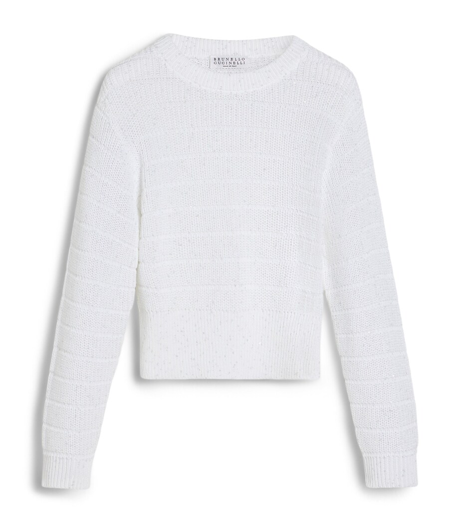 Brunello Cucinelli Kids Womens Cotton-Blend Crew-Neck Sweater (4-6 Years) Image 1