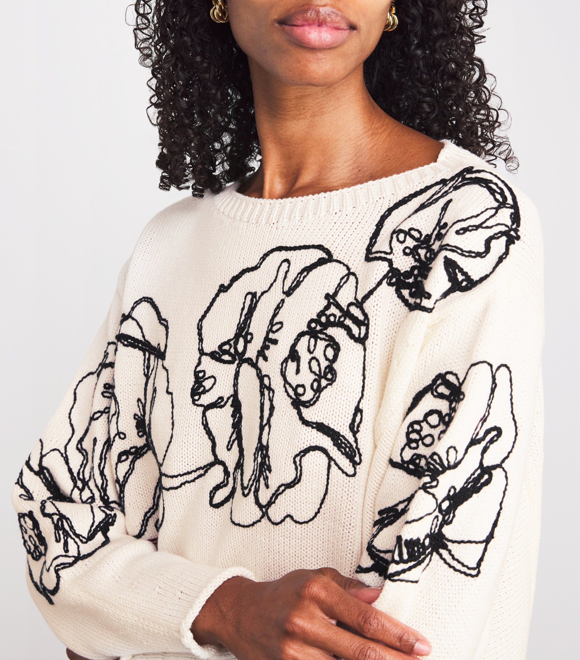 Cotton-Wool Embroidered Sweater WHITE Image 6