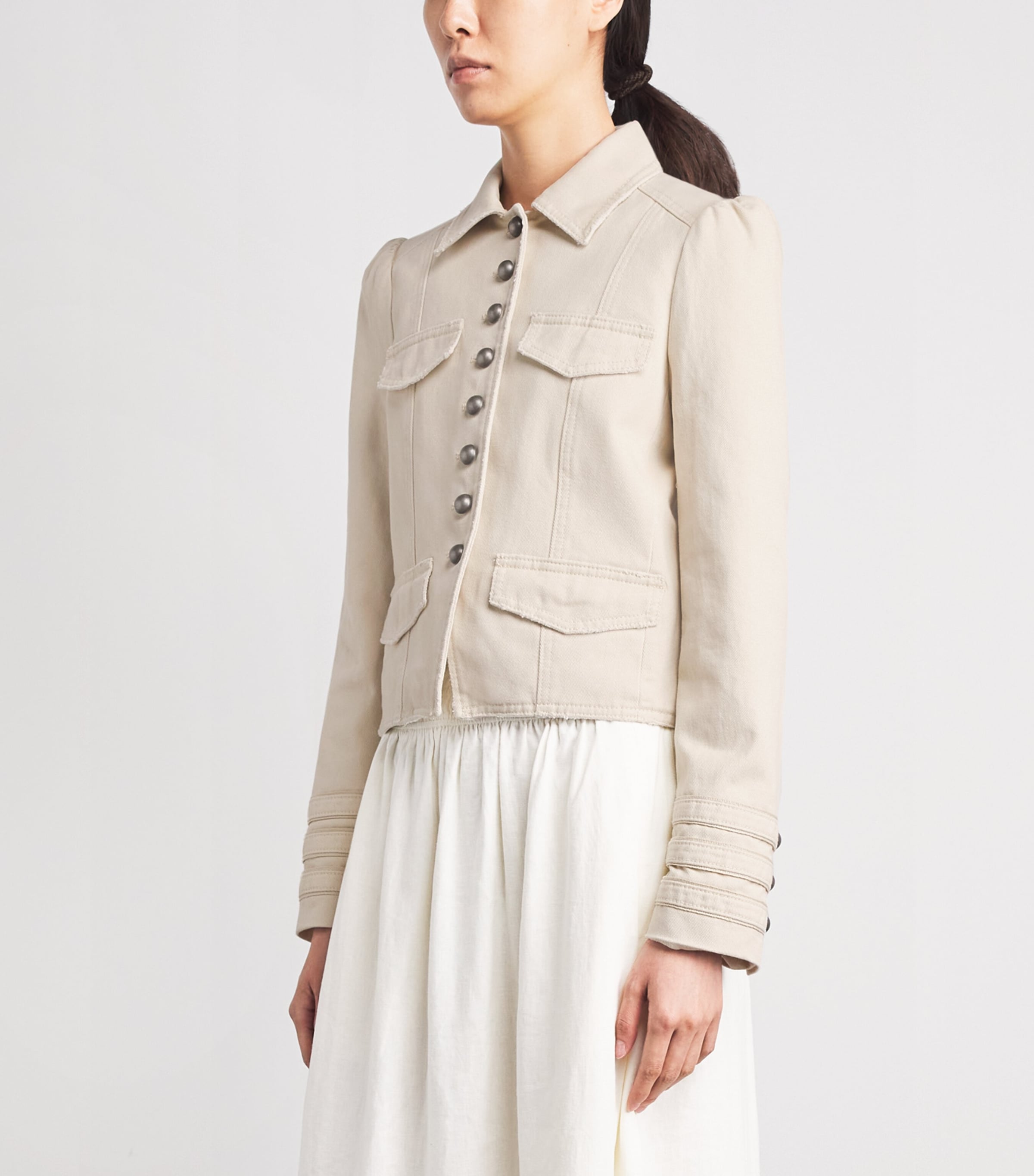 ME+EM Womens Organic Cotton Twill Military Jacket Ecru Image 4