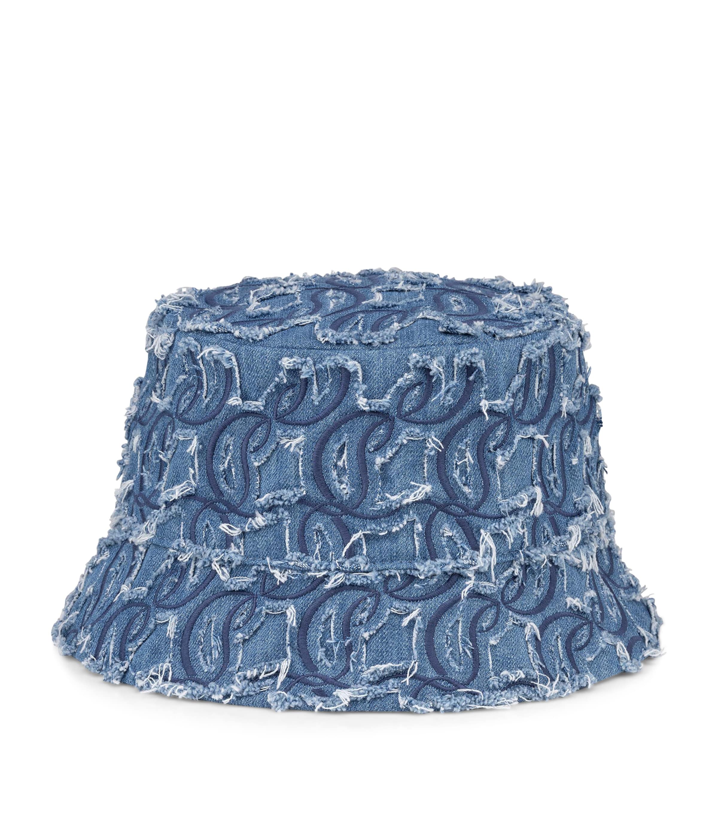 Shop Christian Louboutin Bobino Denim Monogram Bucket Hat In Red