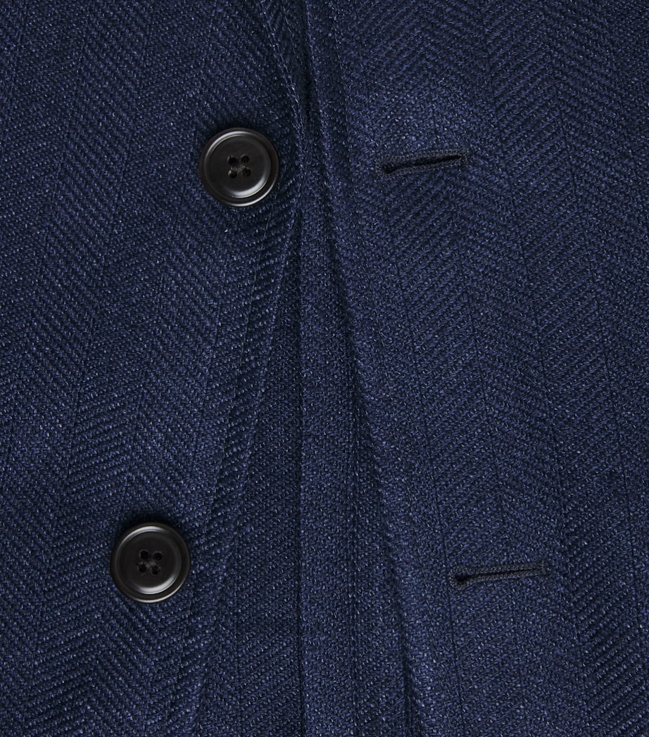 Polo Ralph Lauren Mens Wool Herringbone RL67 Blazer Navy Image 6