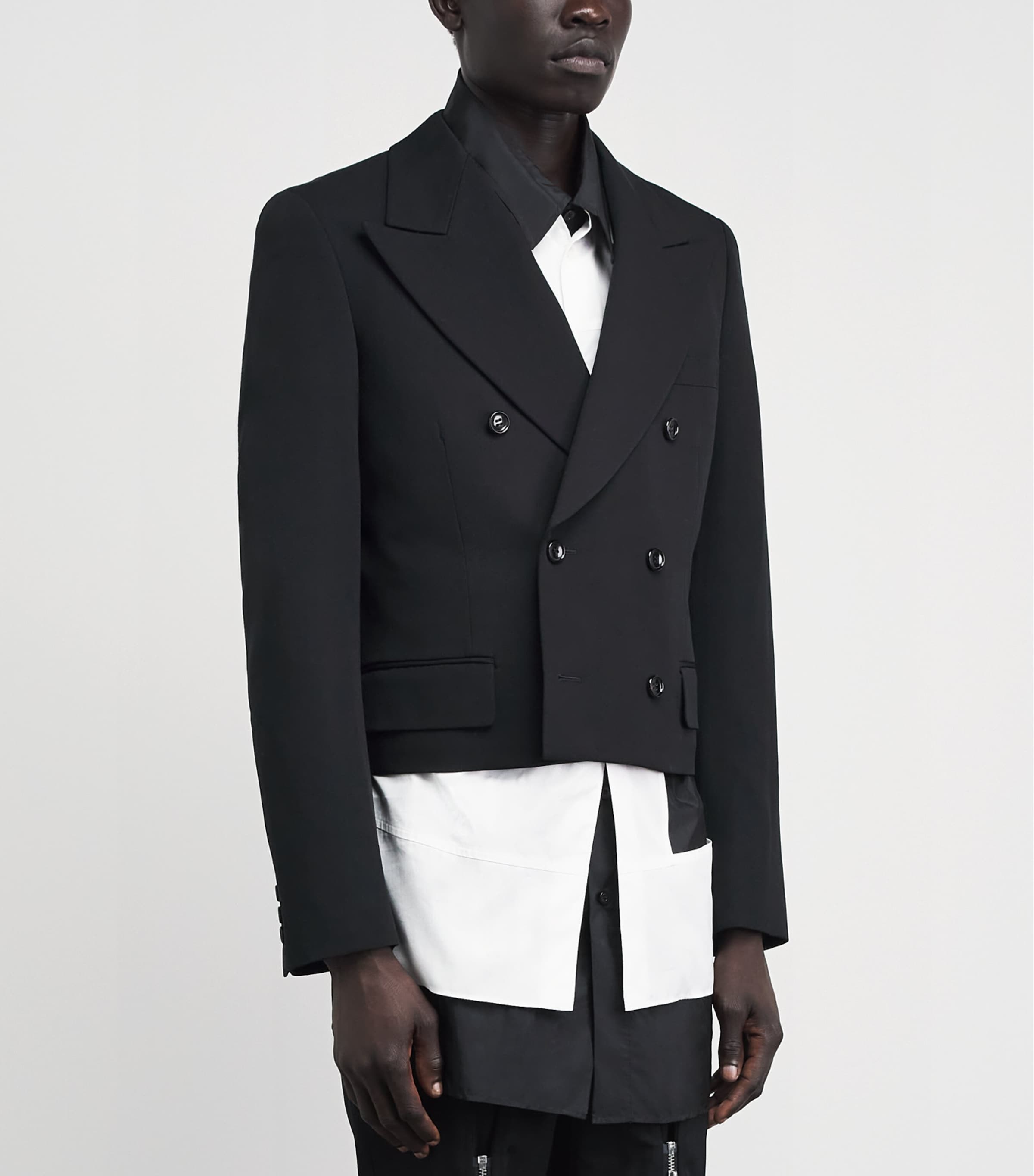 Comme Des Garçons Homme Plus Mens Wool Double-Breasted Blazer Black Image 4