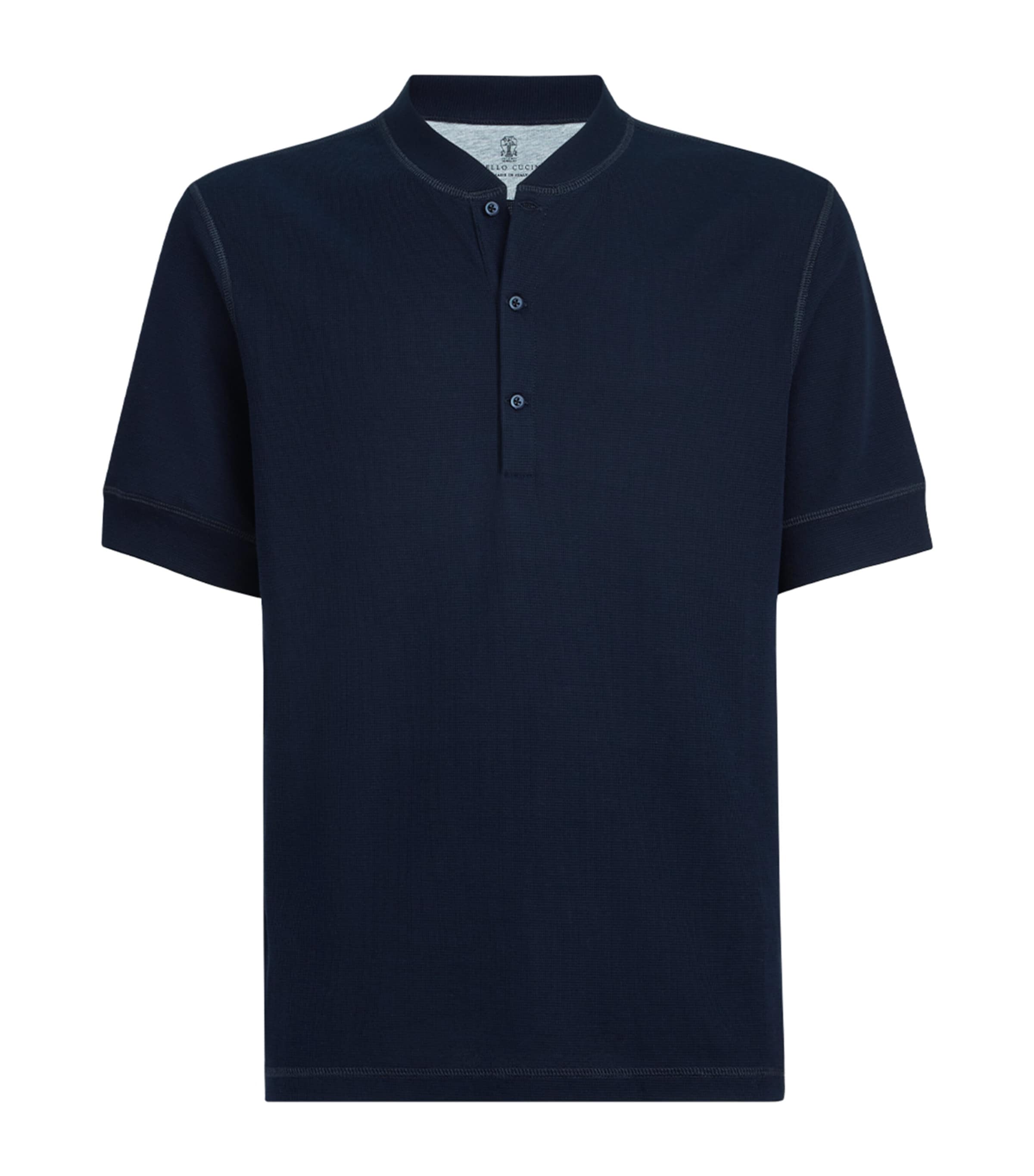 Brunello Cucinelli Mens Cotton-Silk Henley Top Image 1