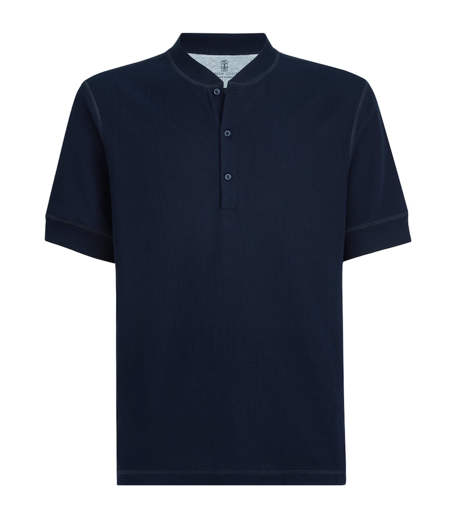 Brunello Cucinelli Mens Cotton-Silk Henley Top Image 1