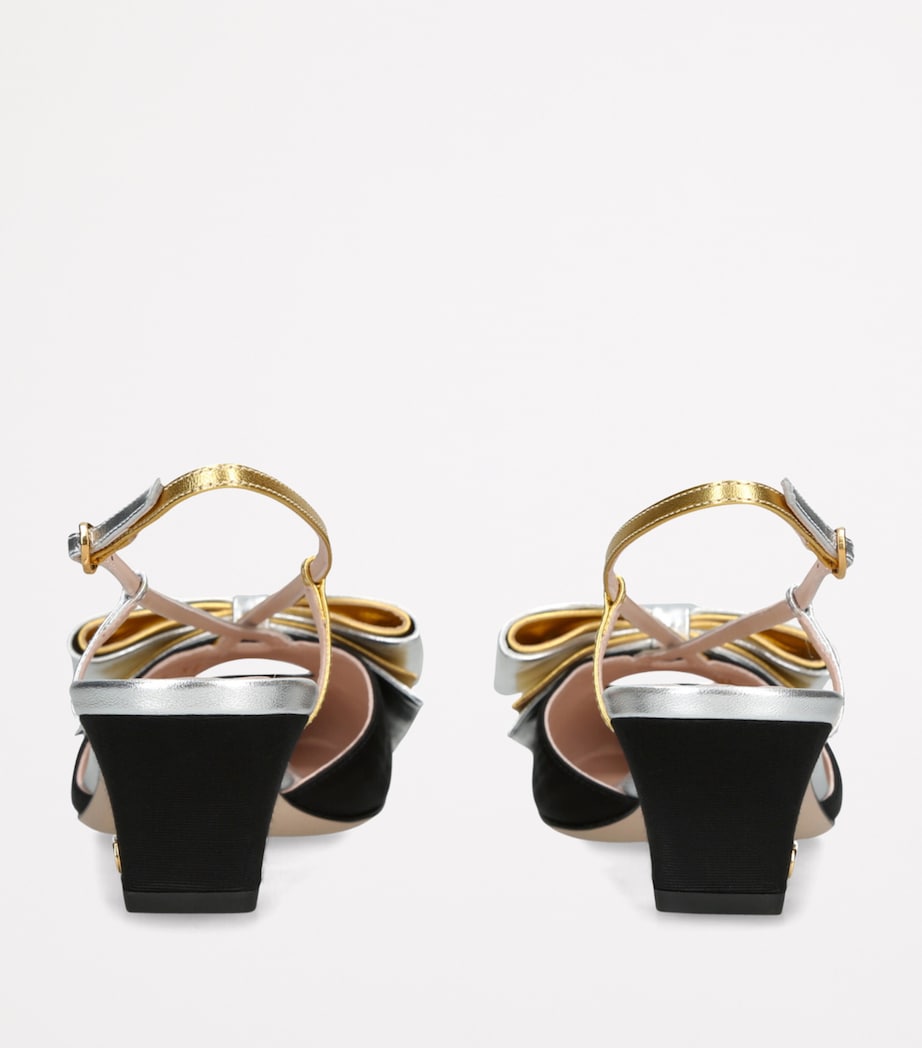 Leather-Bow Slingback Pumps 45 BLACK/COMB Image 2